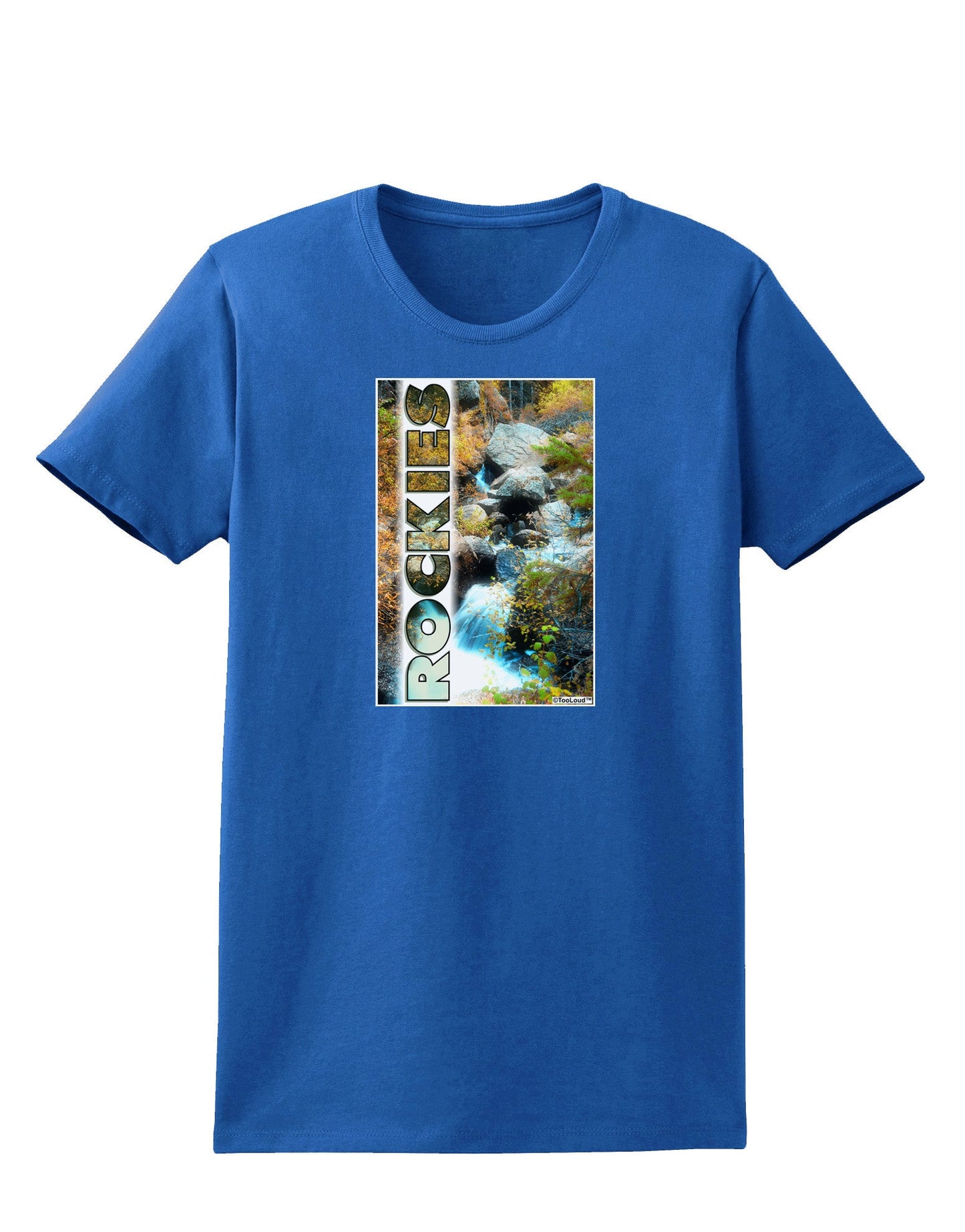 Rockies Waterfall with Text Womens Dark T-Shirt-TooLoud-Royal-Blue-X-Small-Davson Sales