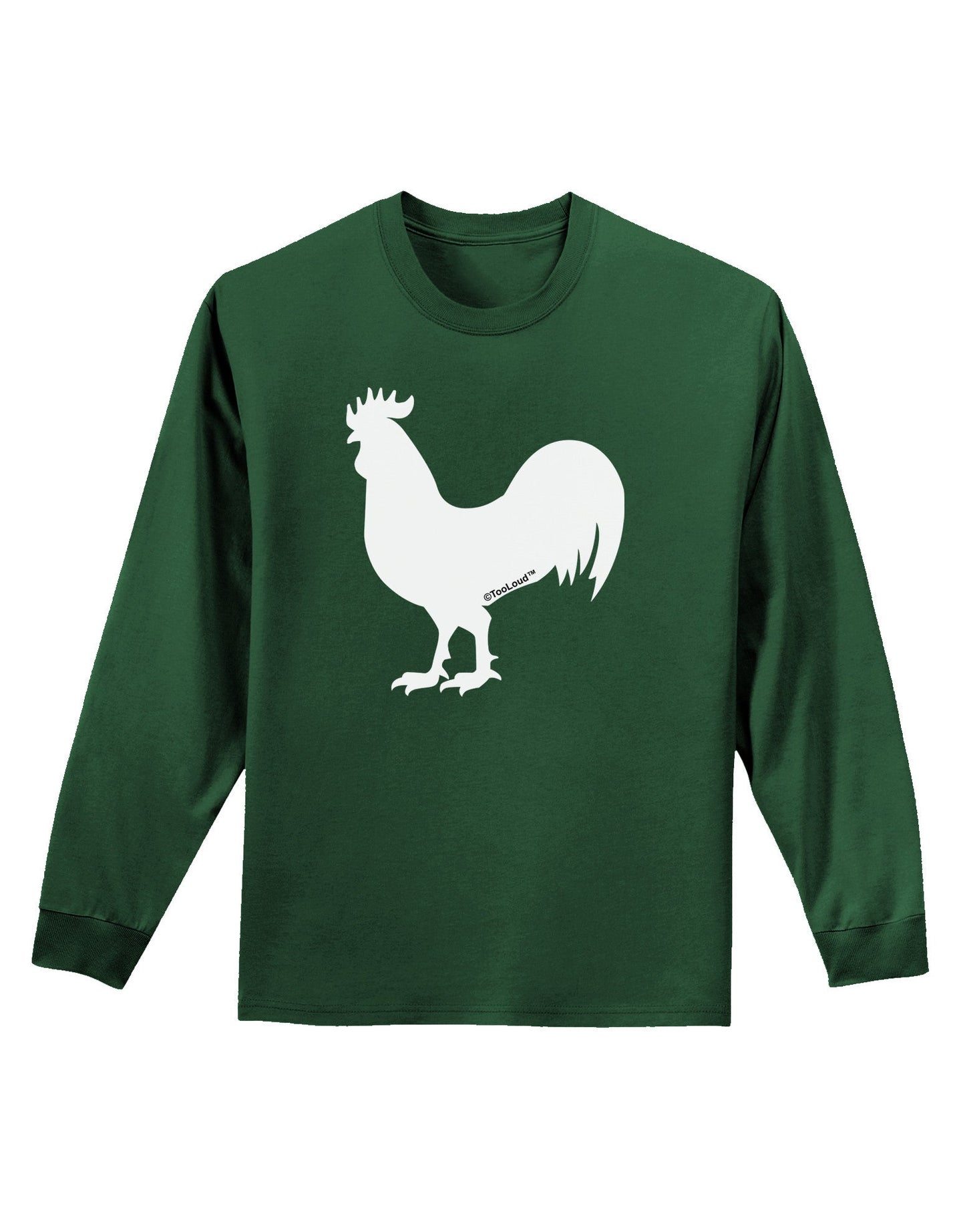 Rooster Silhouette Design Adult Long Sleeve Dark T-Shirt-TooLoud-Dark-Green-Small-Davson Sales