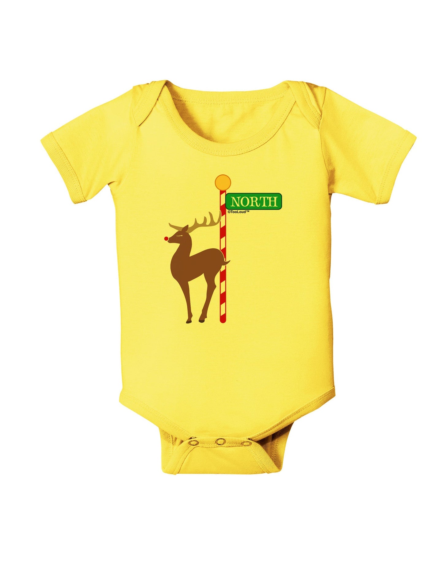 Rudolf Ratchet Reindeer Color Baby Romper Bodysuit-Baby Romper-TooLoud-Yellow-06-Months-Davson Sales