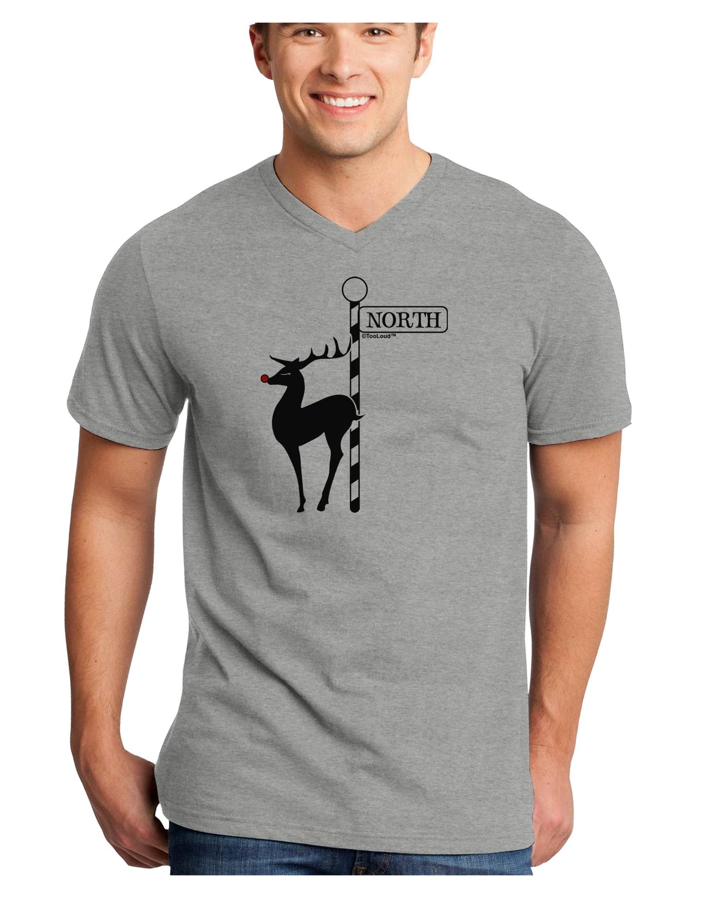 Rudolf the Ratchet Reindeer Adult V-Neck T-shirt-Mens V-Neck T-Shirt-TooLoud-HeatherGray-Small-Davson Sales