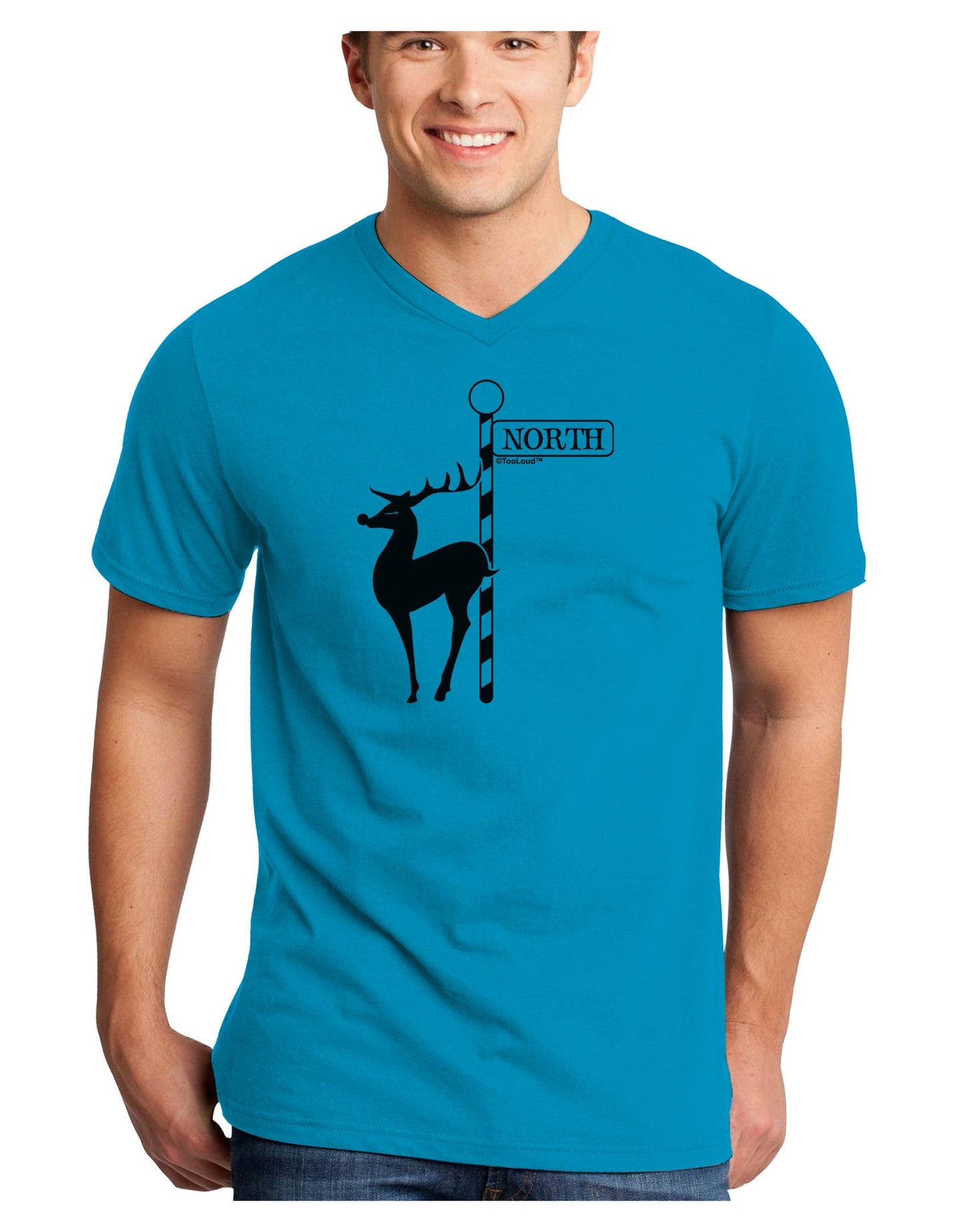 Rudolf the Ratchet Reindeer Adult V-Neck T-shirt-Mens V-Neck T-Shirt-TooLoud-Turquoise-Small-Davson Sales