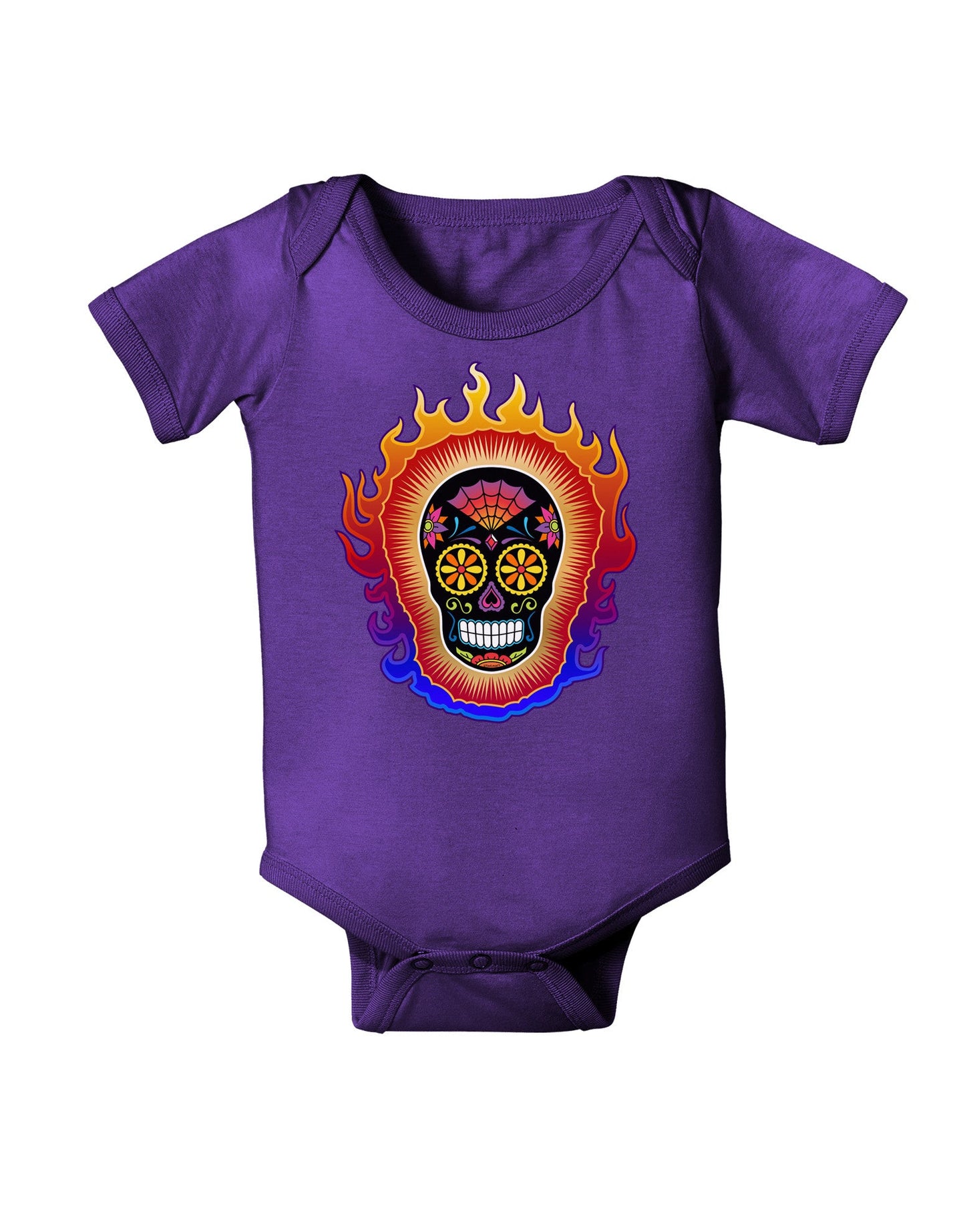 Sacred Calavera Day of the Dead Sugar Skull Baby Romper Bodysuit Dark-Baby Romper-TooLoud-Purple-06-Months-Davson Sales