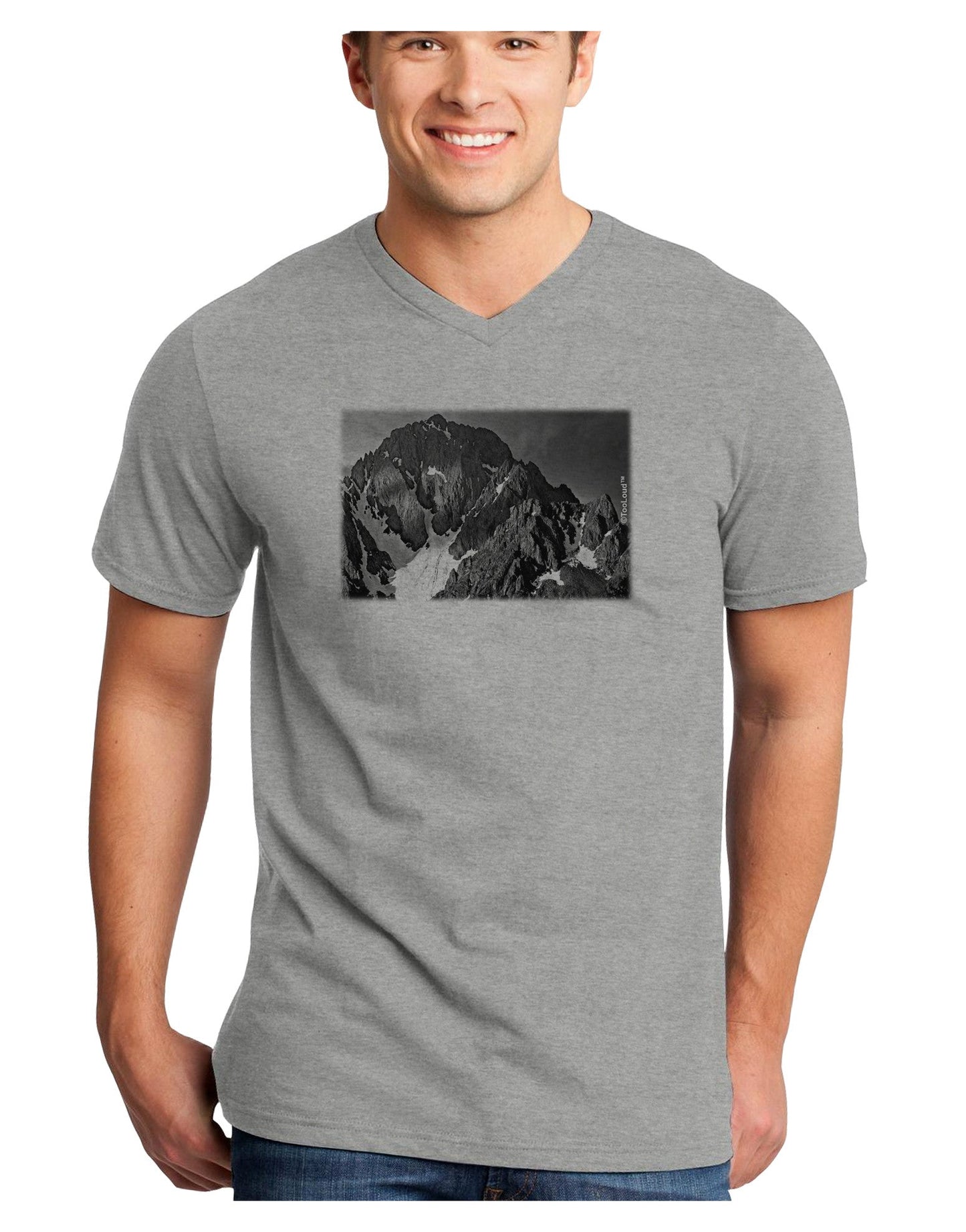 San Juan Mountain Range 2 Adult V-Neck T-shirt-Mens V-Neck T-Shirt-TooLoud-HeatherGray-Small-Davson Sales