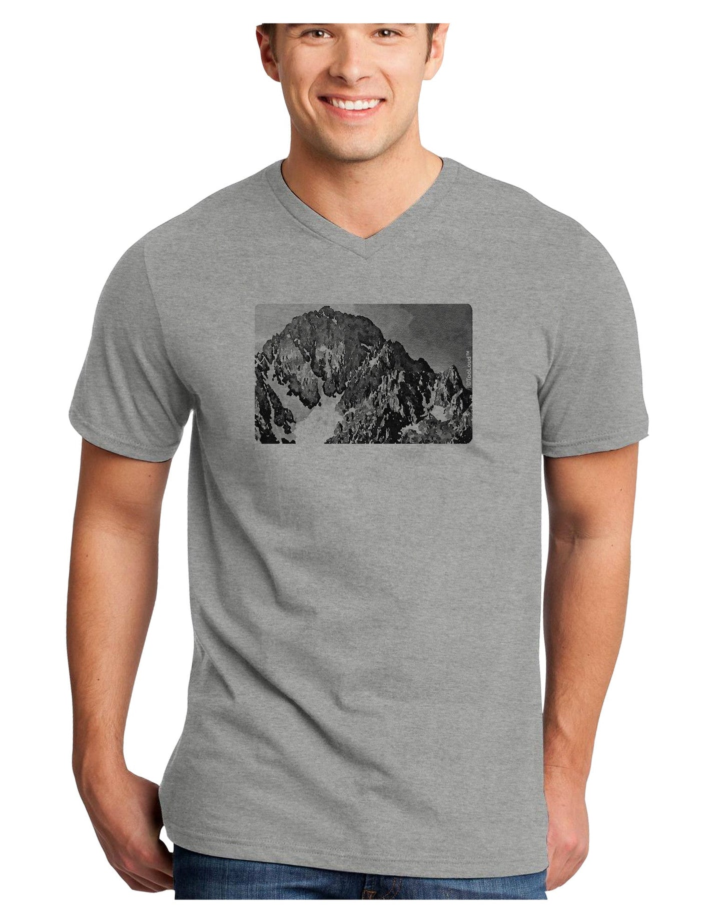 San Juan Mountain Range CO 2 Adult V-Neck T-shirt-Mens V-Neck T-Shirt-TooLoud-HeatherGray-Small-Davson Sales