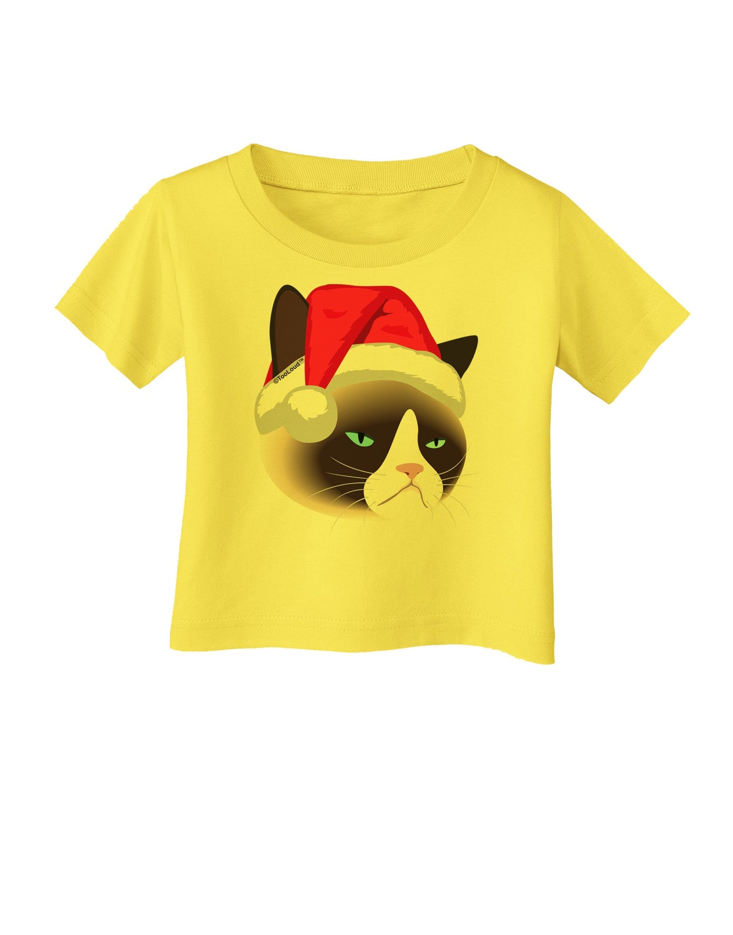 Santa Hat Disgruntled Siamese Cat Infant T-Shirt-Infant T-Shirt-TooLoud-Yellow-06-Months-Davson Sales