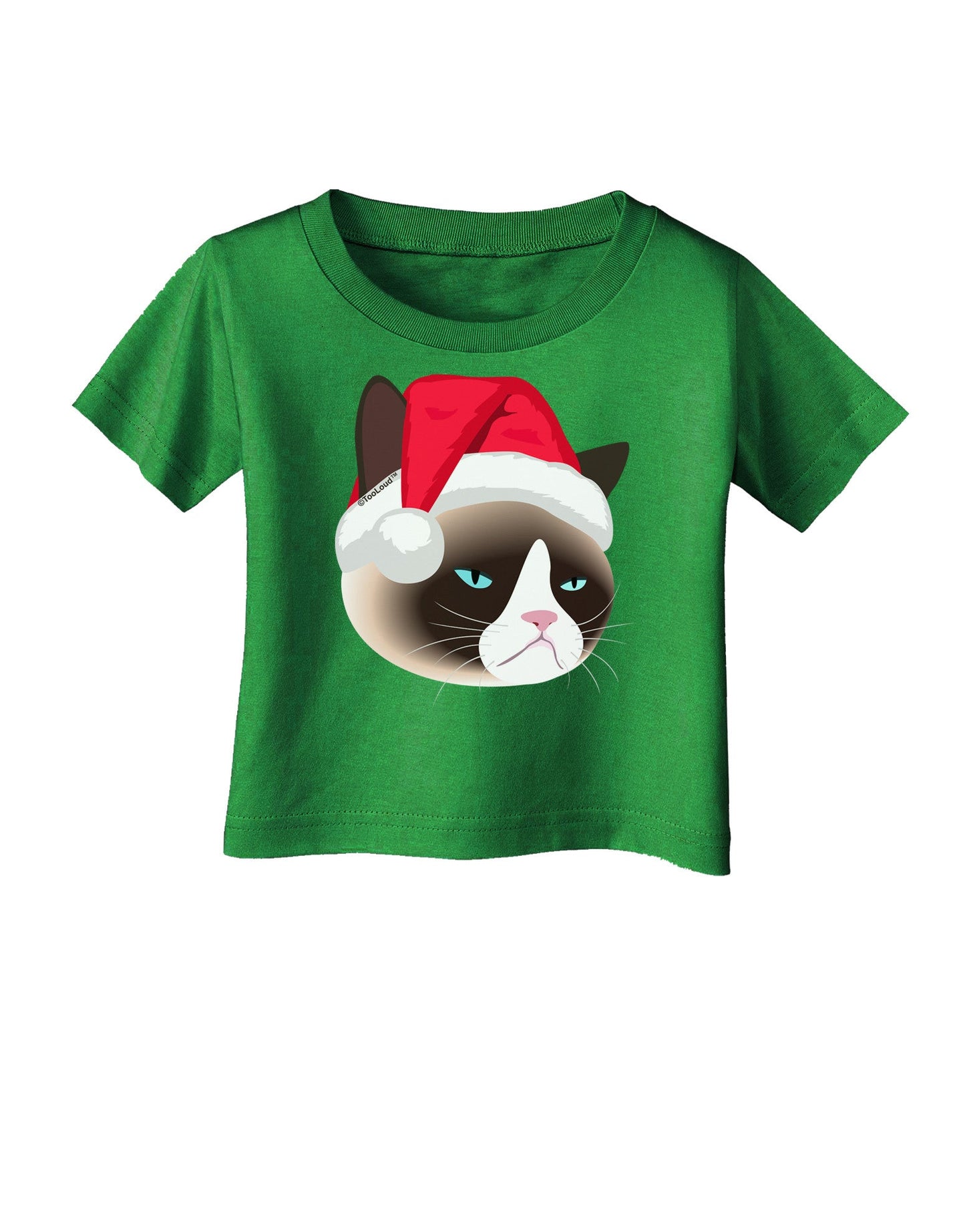 Santa Hat Disgruntled Siamese Cat Infant T-Shirt Dark by-Infant T-Shirt-TooLoud-Clover-Green-06-Months-Davson Sales