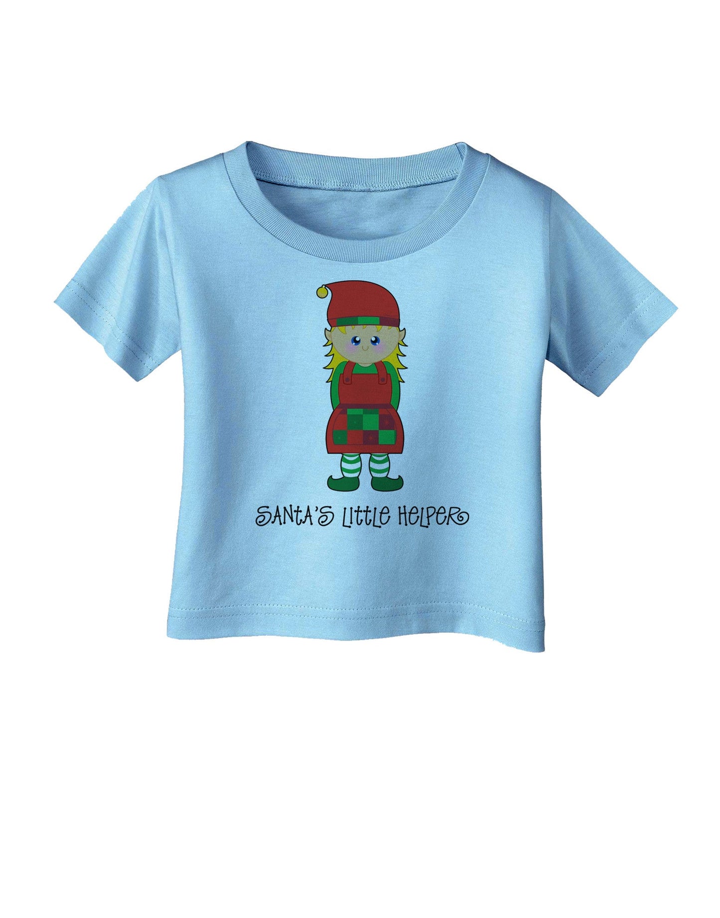 Santa's Little Helper Christmas Elf Girl Infant T-Shirt-Infant T-Shirt-TooLoud-Aquatic-Blue-06-Months-Davson Sales