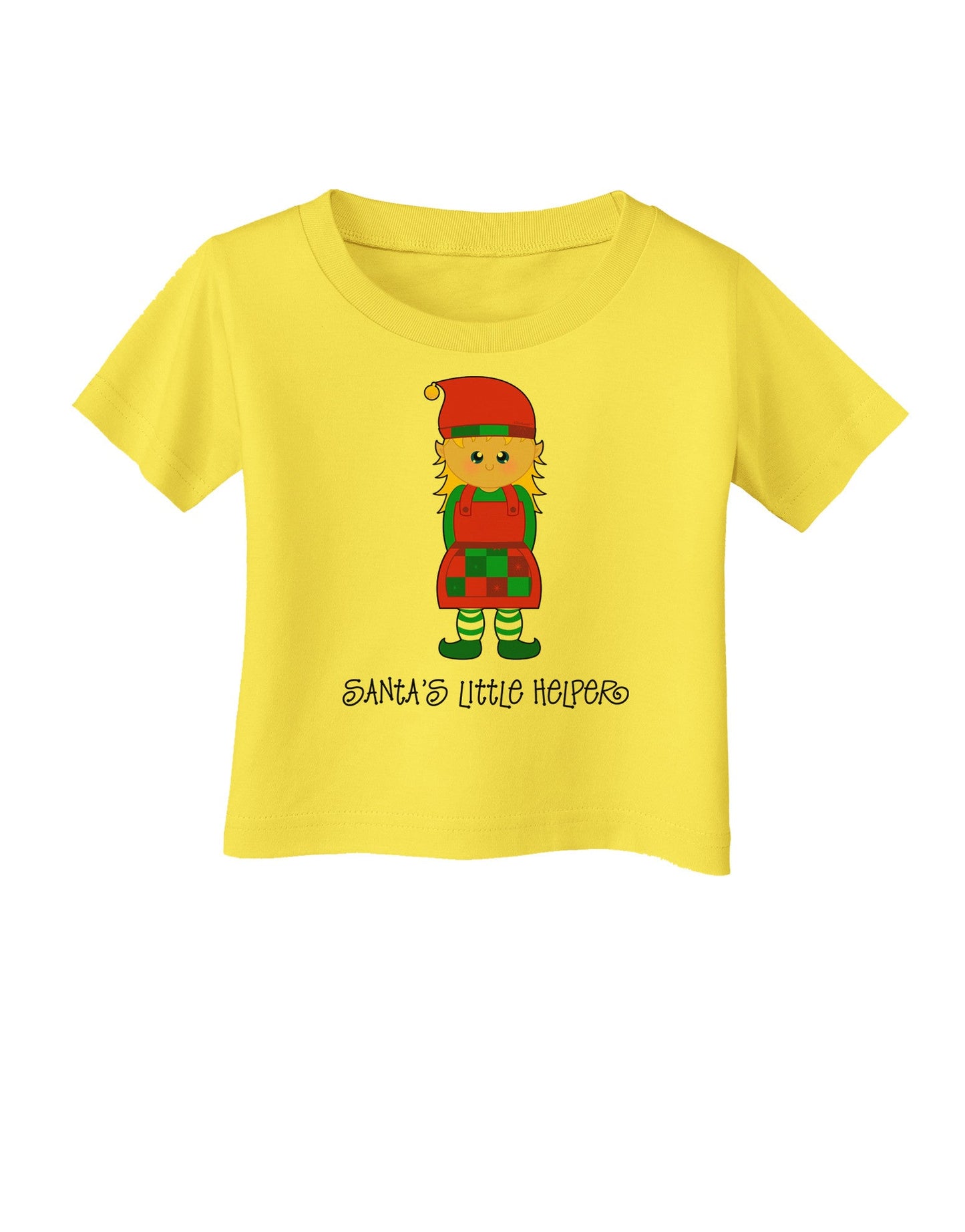 Santa's Little Helper Christmas Elf Girl Infant T-Shirt-Infant T-Shirt-TooLoud-Yellow-06-Months-Davson Sales