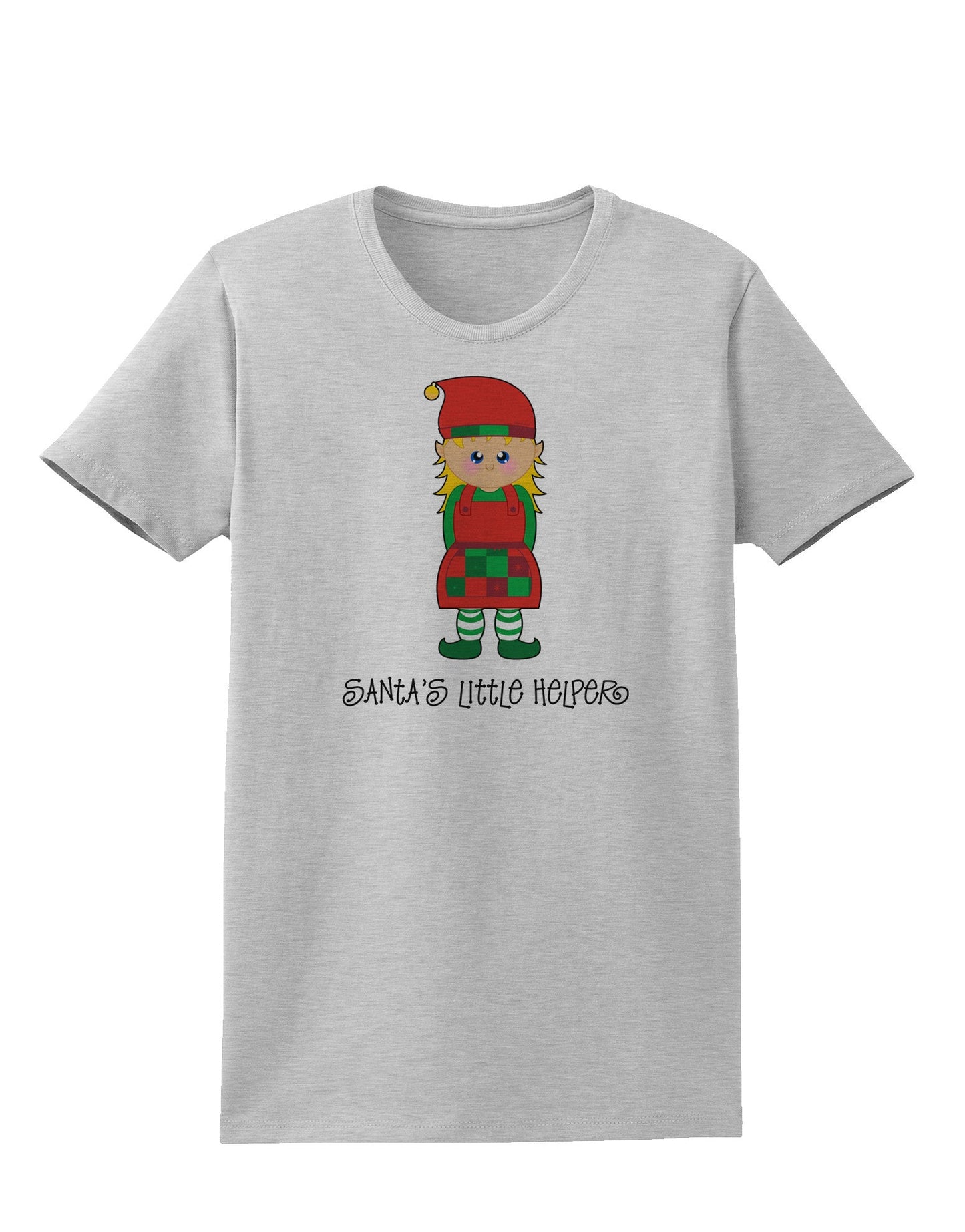Santa's Little Helper Christmas Elf Girl Womens T-Shirt-Womens T-Shirt-TooLoud-AshGray-X-Small-Davson Sales
