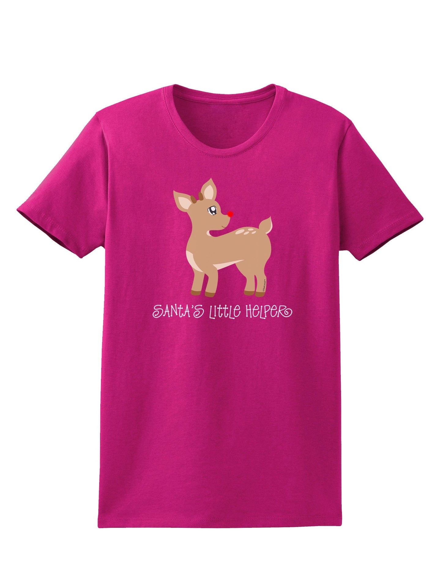 Santa's Little Helper Cute Rudolph - Christmas Womens Dark T-Shirt by TooLoud-Womens T-Shirt-TooLoud-Hot-Pink-Small-Davson Sales