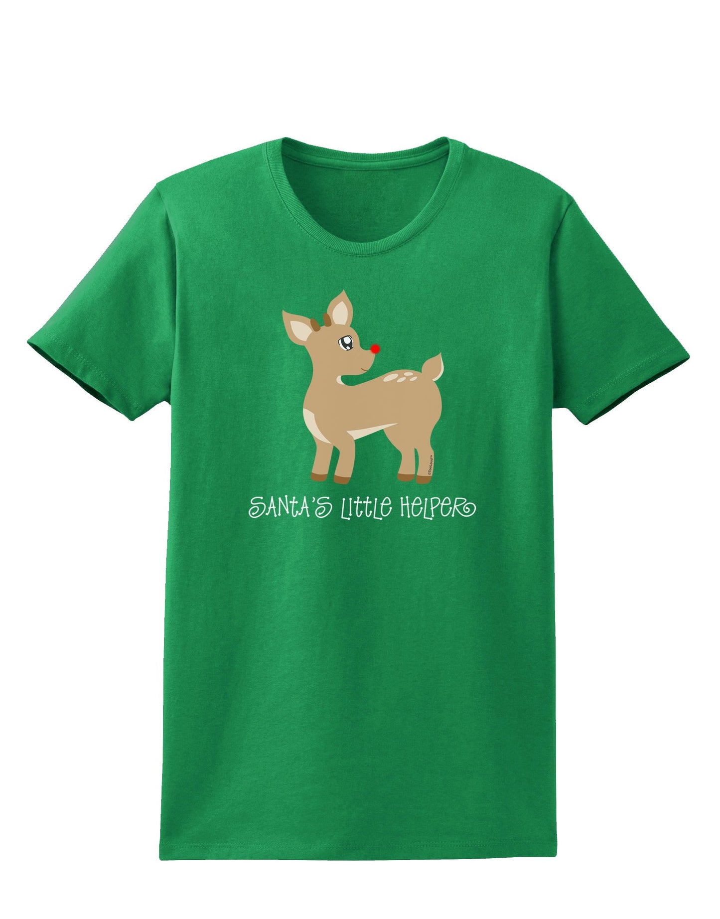 Santa's Little Helper Cute Rudolph - Christmas Womens Dark T-Shirt by TooLoud-Womens T-Shirt-TooLoud-Kelly-Green-X-Small-Davson Sales