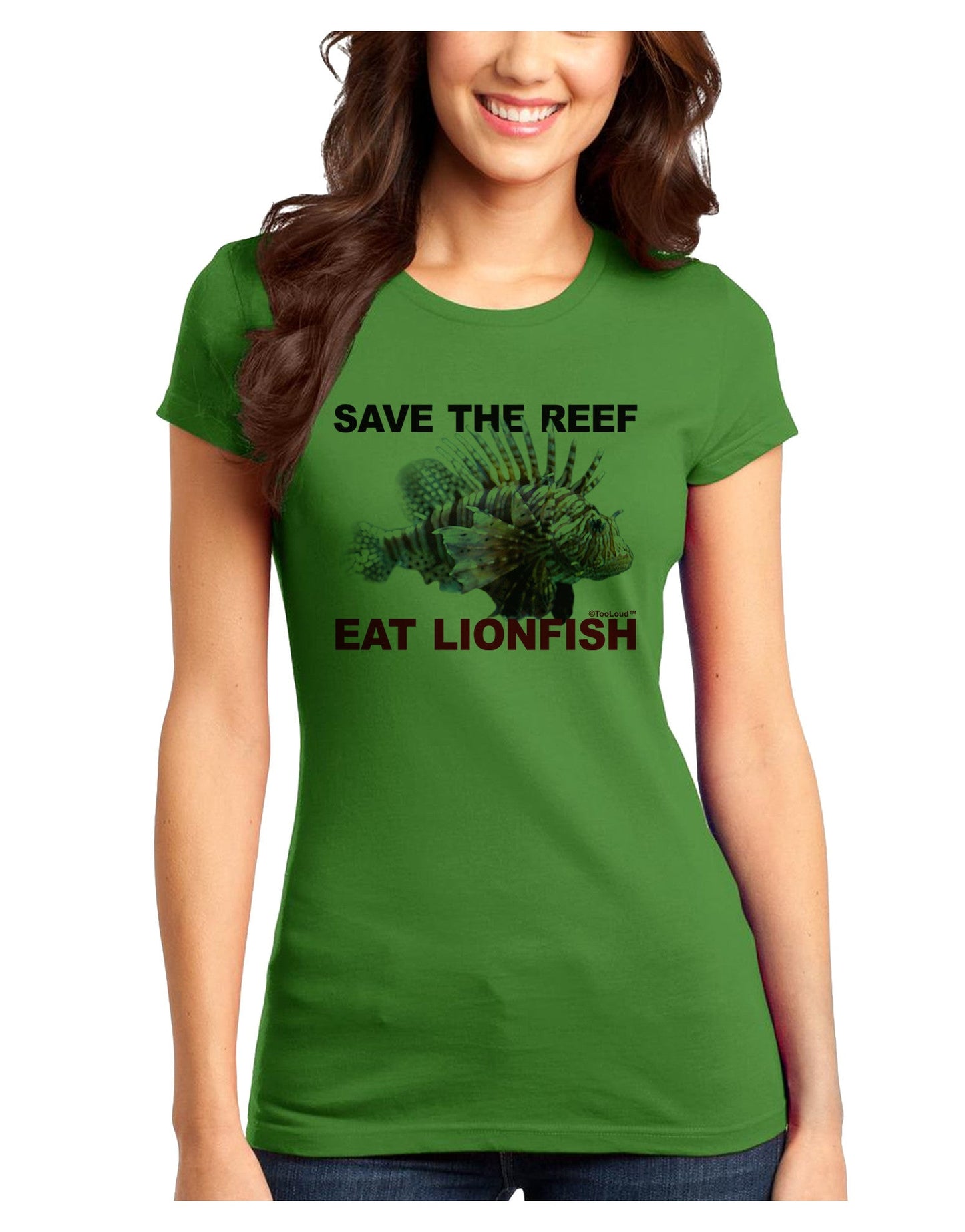 Save the Reef - Eat Lionfish Juniors T-Shirt-Womens Juniors T-Shirt-TooLoud-Kiwi-Green-Juniors Fitted X-Small-Davson Sales