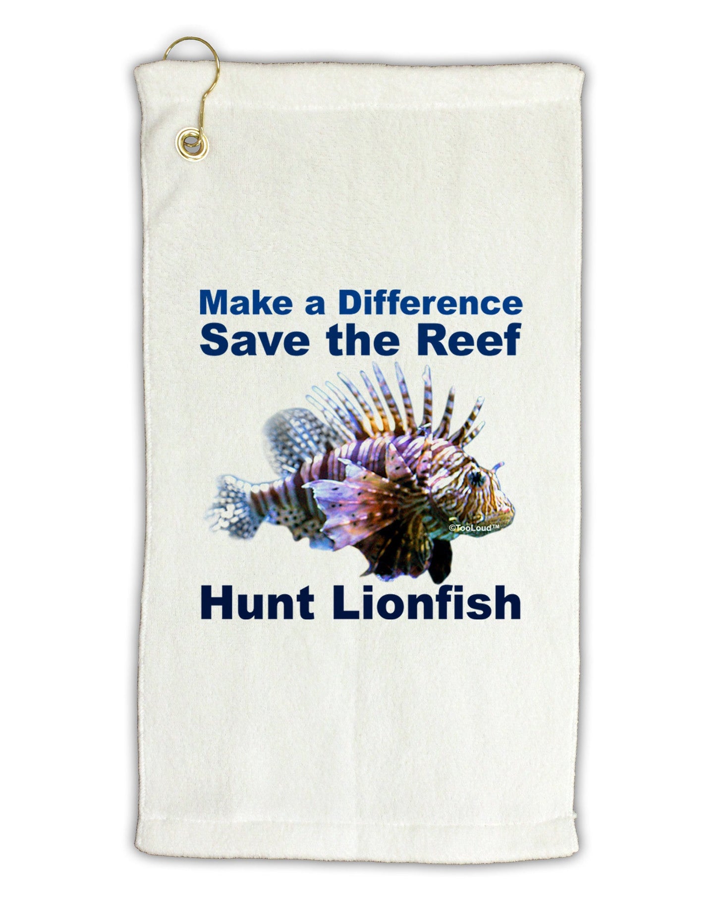 Save the Reef - Hunt Lionfish Micro Terry Gromet Golf Towel 11"x19-Golf Towel-TooLoud-White-Davson Sales