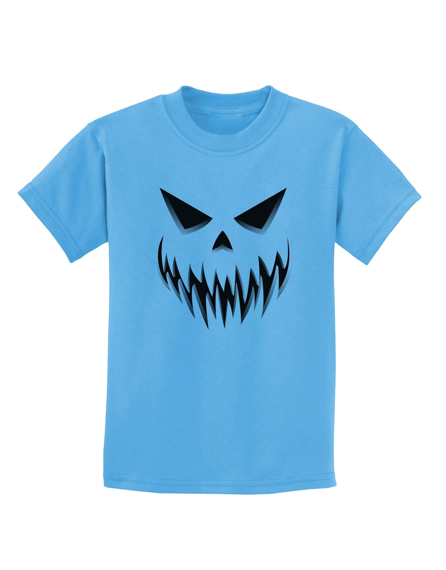 Scary Evil Jack O' Lantern Pumpkin Face Childrens T-Shirt-Childrens T-Shirt-TooLoud-Aquatic-Blue-X-Small-Davson Sales