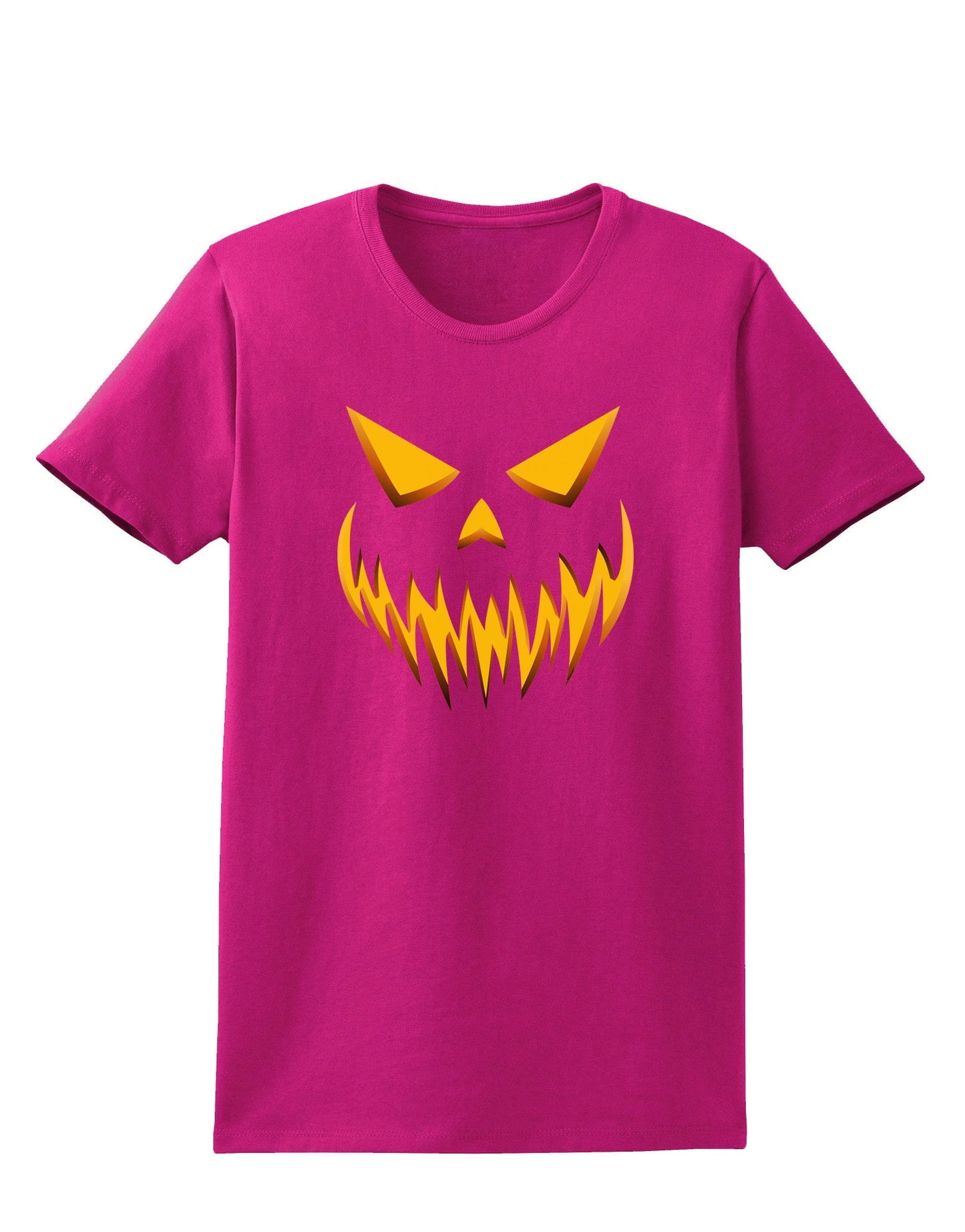 Scary Evil Jack O' Lantern Pumpkin Face Womens Dark T-Shirt-TooLoud-Hot-Pink-Small-Davson Sales