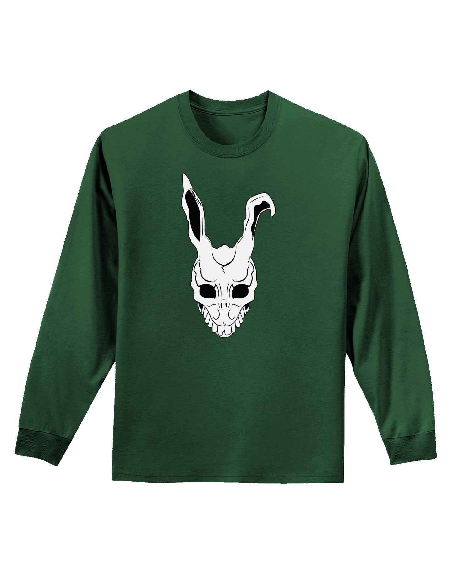 Scary Face Bunny White Adult Long Sleeve Dark T-Shirt-TooLoud-Dark-Green-Small-Davson Sales