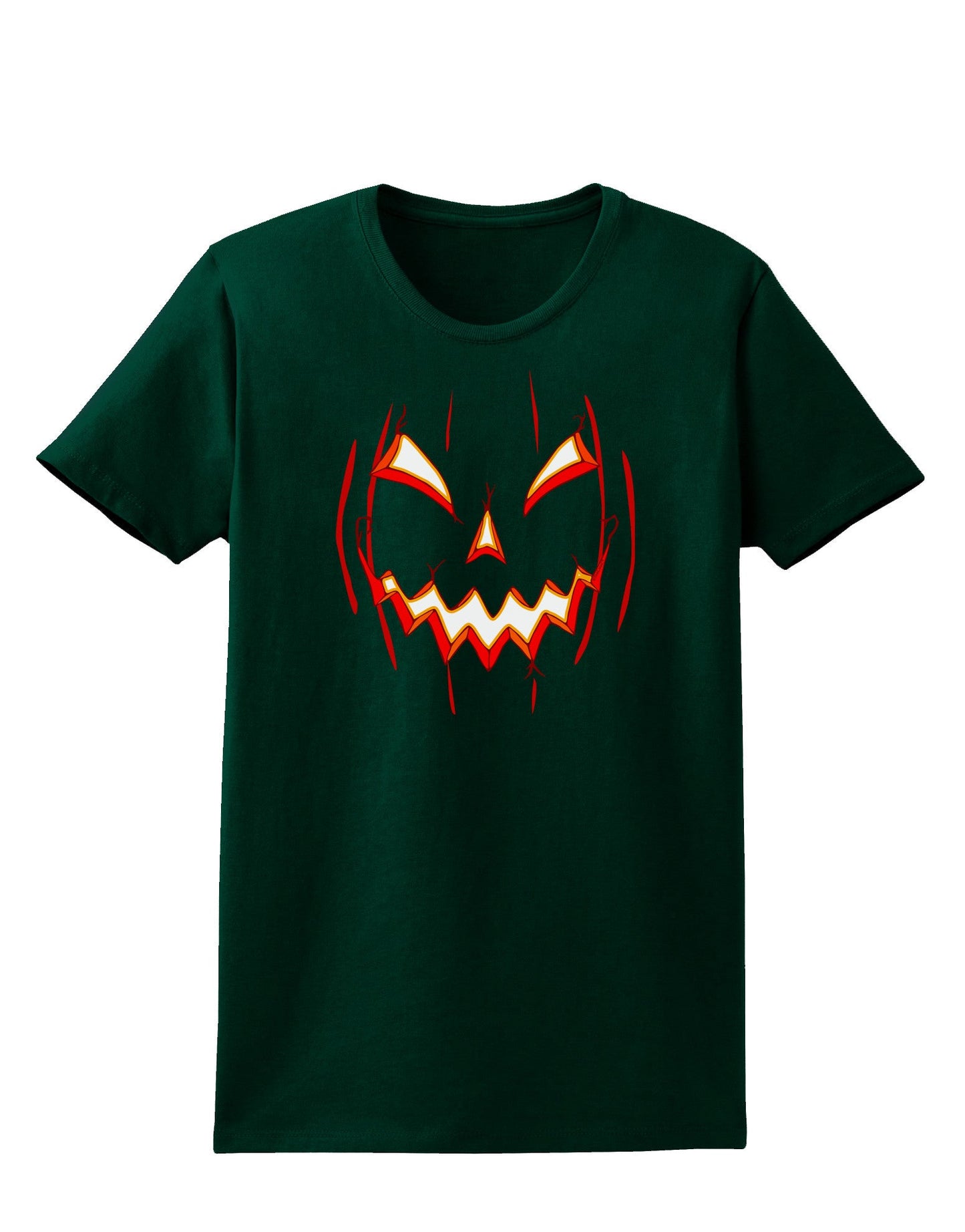 Scary Glow Evil Jack O Lantern Pumpkin Womens Dark T-Shirt-TooLoud-Forest-Green-Small-Davson Sales