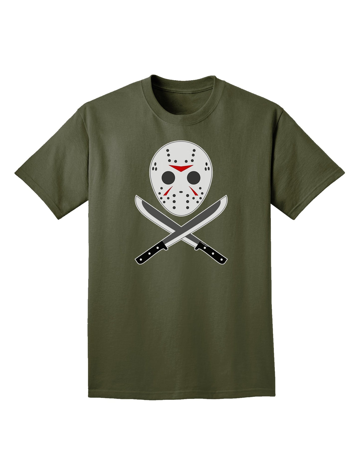 Scary Mask With Machete - Halloween Adult Dark T-Shirt-Mens T-Shirt-TooLoud-Military-Green-Small-Davson Sales