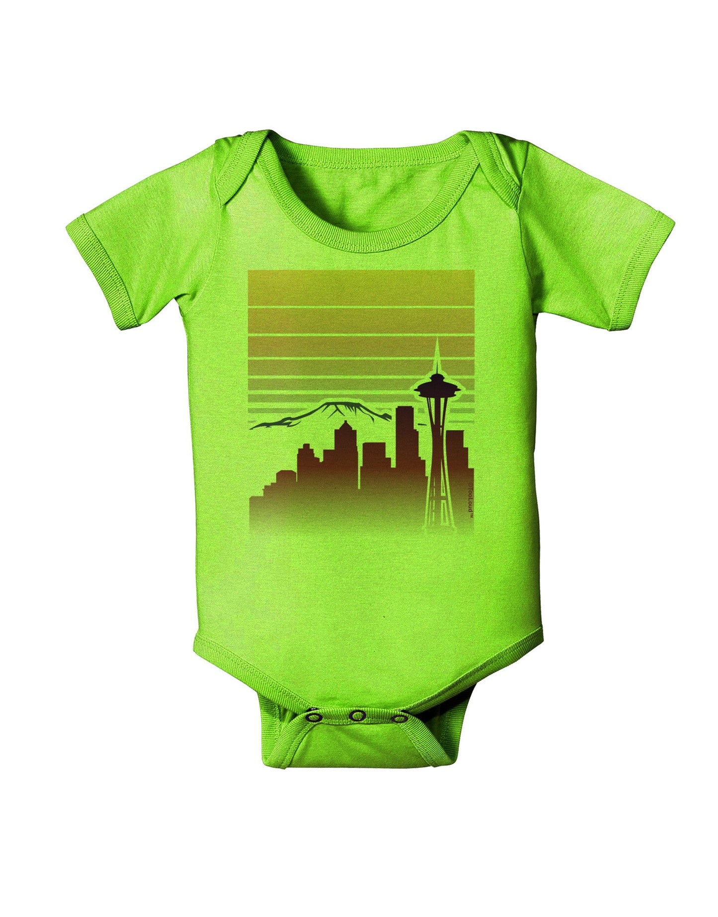 Seattle Skyline Sunrise Baby Romper Bodysuit-Baby Romper-TooLoud-Lime-06-Months-Davson Sales