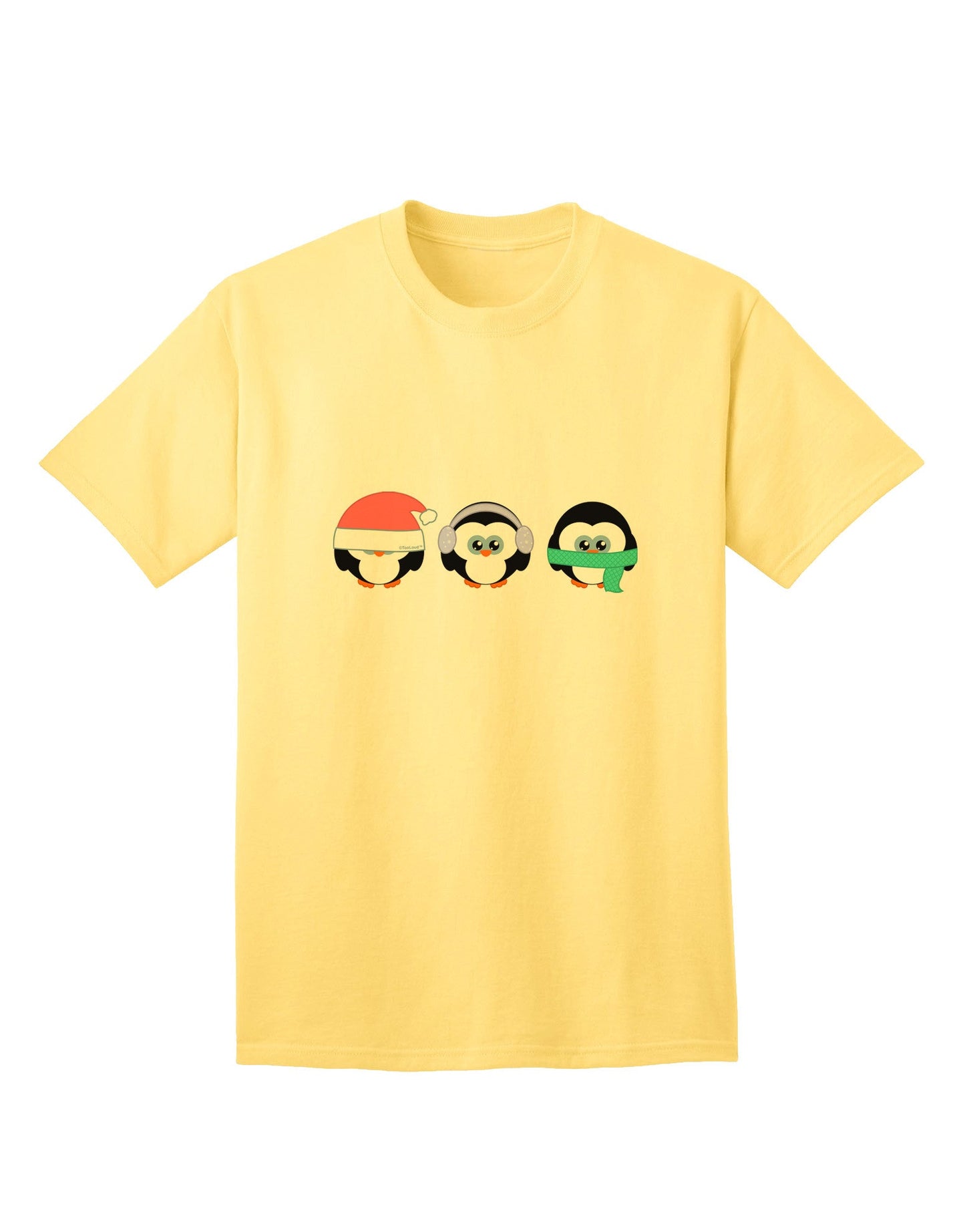 See No Evil, Hear No Evil, Speak No Evil Christmas Penguins - Premium Adult T-Shirt Collection-Mens T-shirts-TooLoud-Yellow-Small-Davson Sales