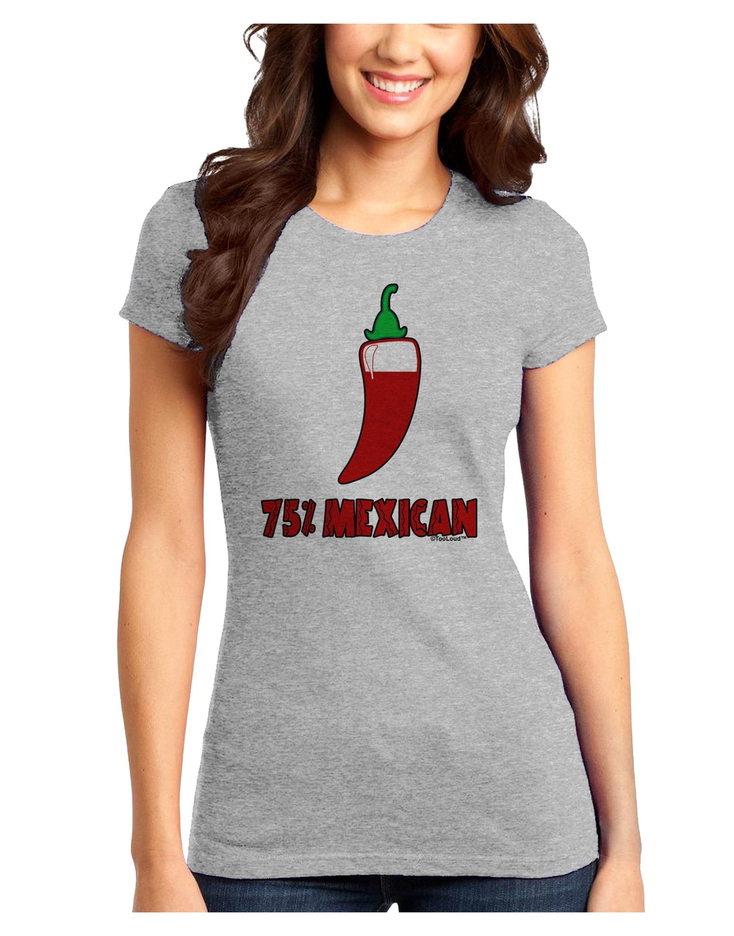 Seventy-Five Percent Mexican Juniors T-Shirt-Womens Juniors T-Shirt-TooLoud-Ash-Gray-Juniors Fitted X-Small-Davson Sales