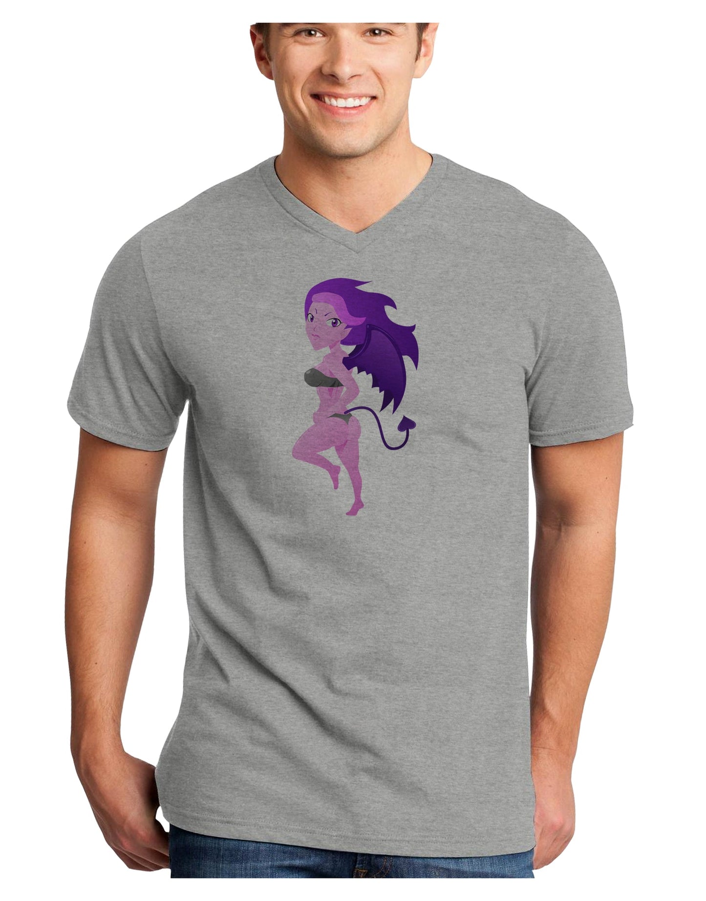 Sexy Succubus - Halloween Design Adult V-Neck T-shirt-Mens V-Neck T-Shirt-TooLoud-HeatherGray-Small-Davson Sales