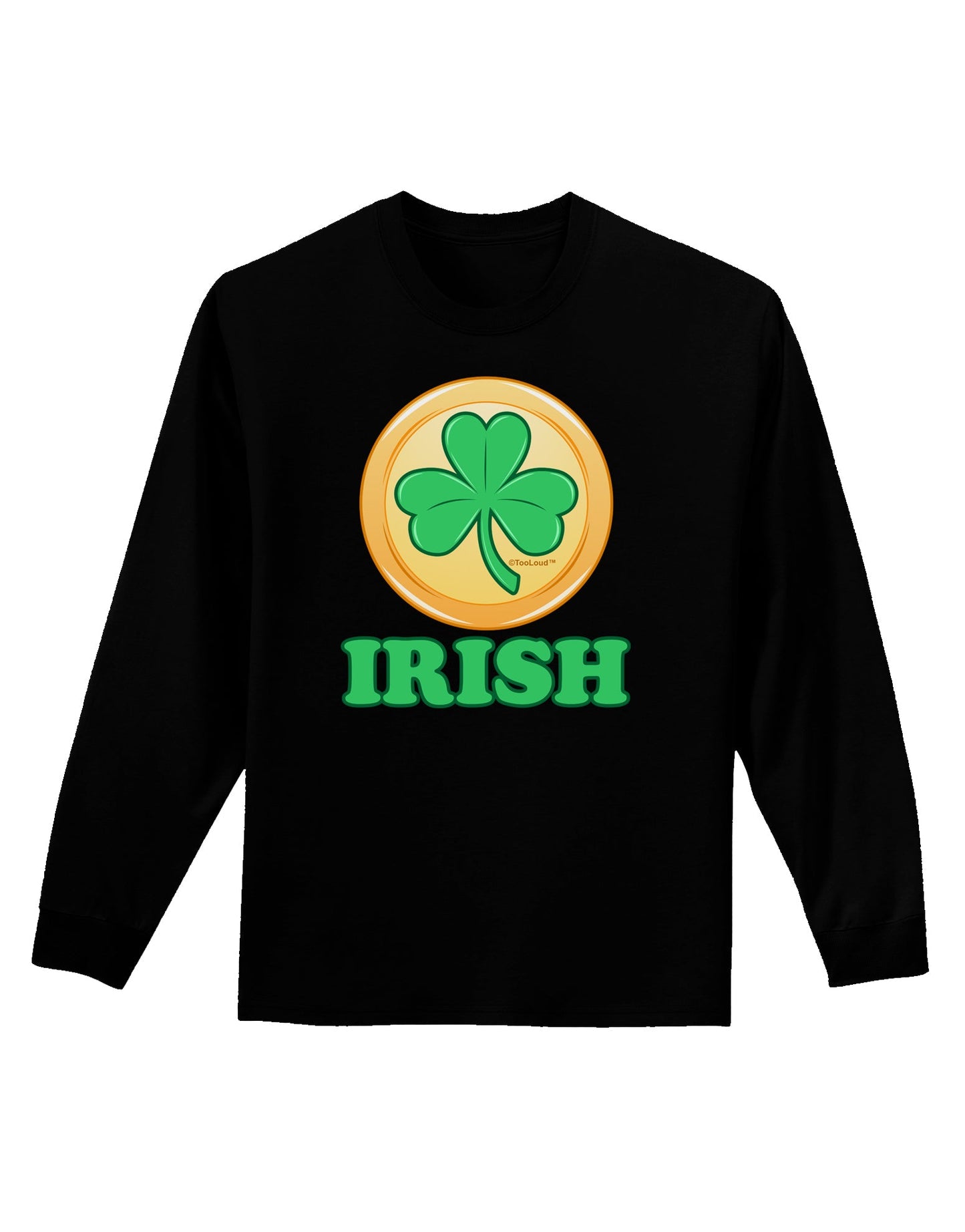 Shamrock Button - Irish Adult Long Sleeve Dark T-Shirt by TooLoud-TooLoud-Black-Small-Davson Sales