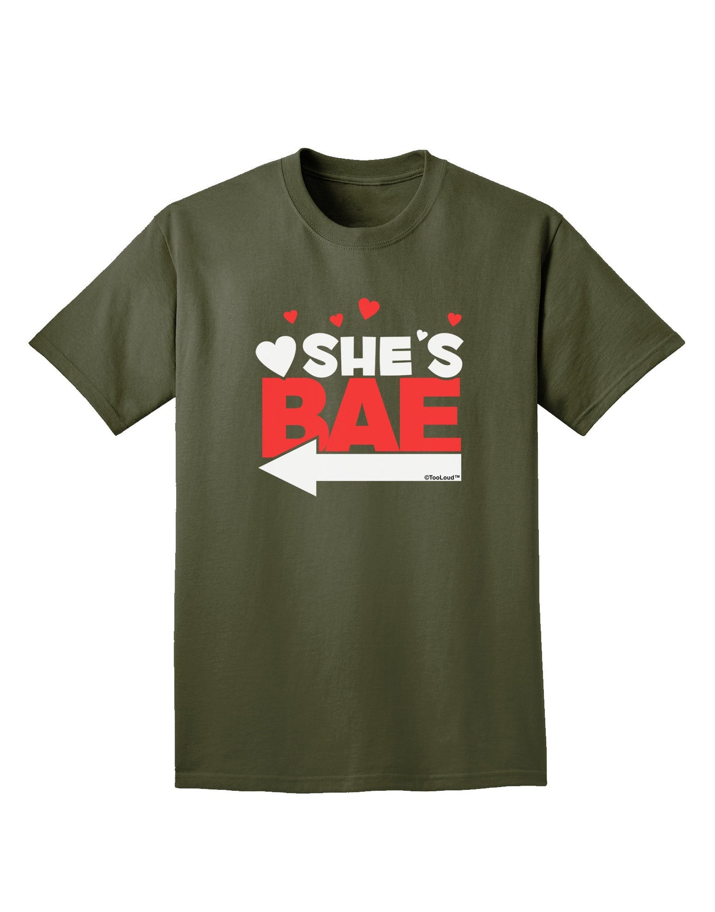She's BAE - Left Arrow Adult Dark T-Shirt-Mens T-Shirt-TooLoud-Military-Green-Small-Davson Sales