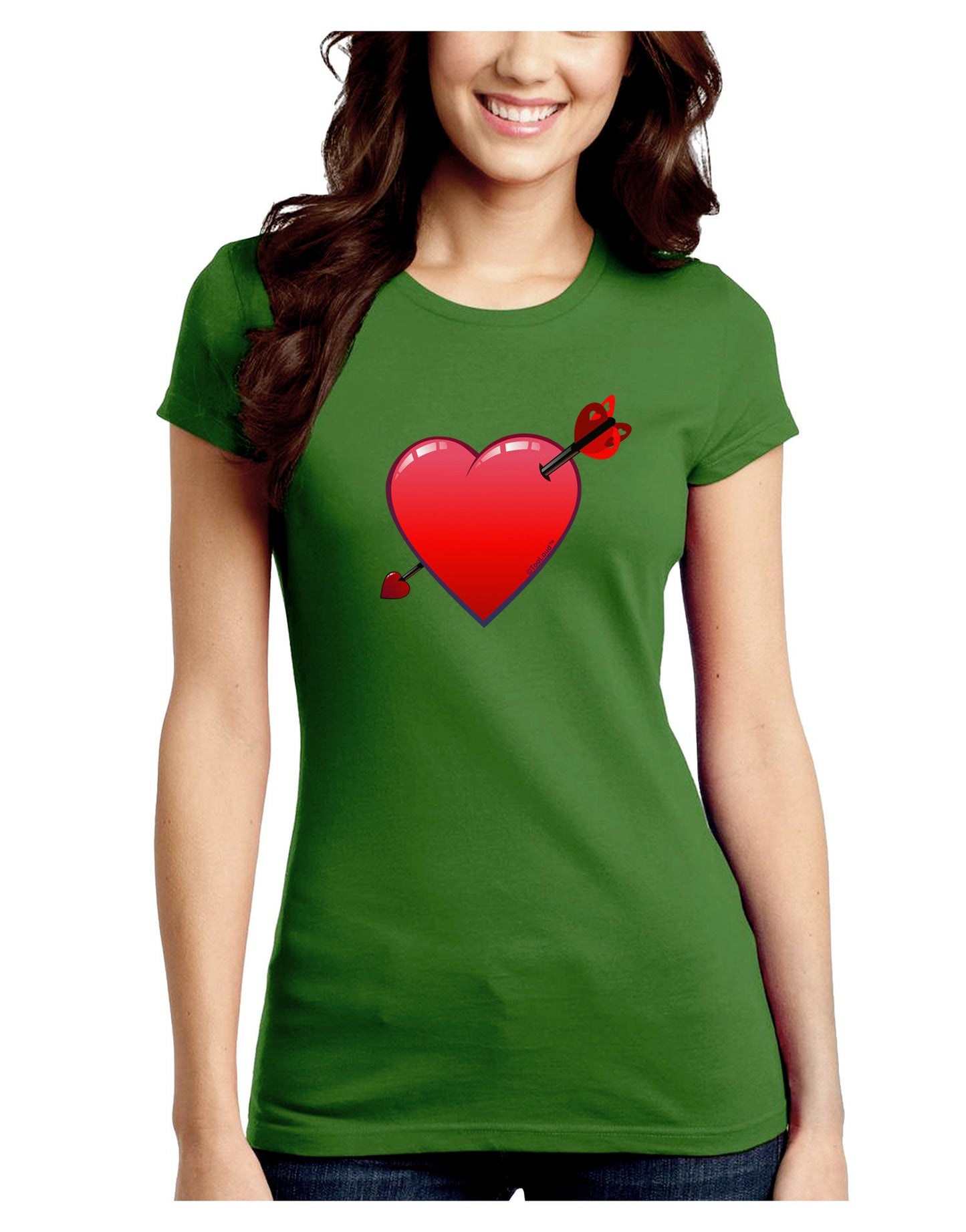 Shot Through the Heart Cute Juniors Petite Crew Dark T-Shirt-T-Shirts Juniors Tops-TooLoud-Kiwi-Green-Juniors Fitted Small-Davson Sales