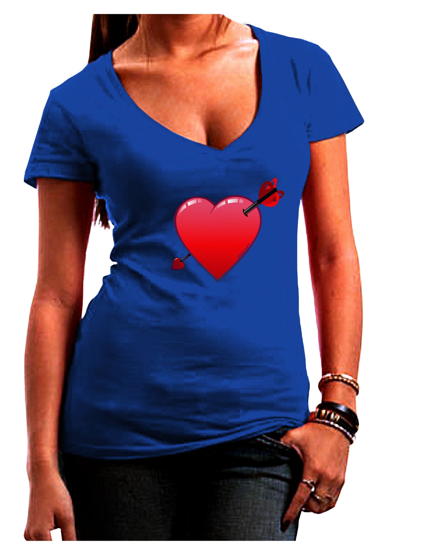 Shot Through the Heart Cute Womens V-Neck Dark T-Shirt-Womens V-Neck T-Shirts-TooLoud-Royal-Blue-Juniors Fitted Small-Davson Sales