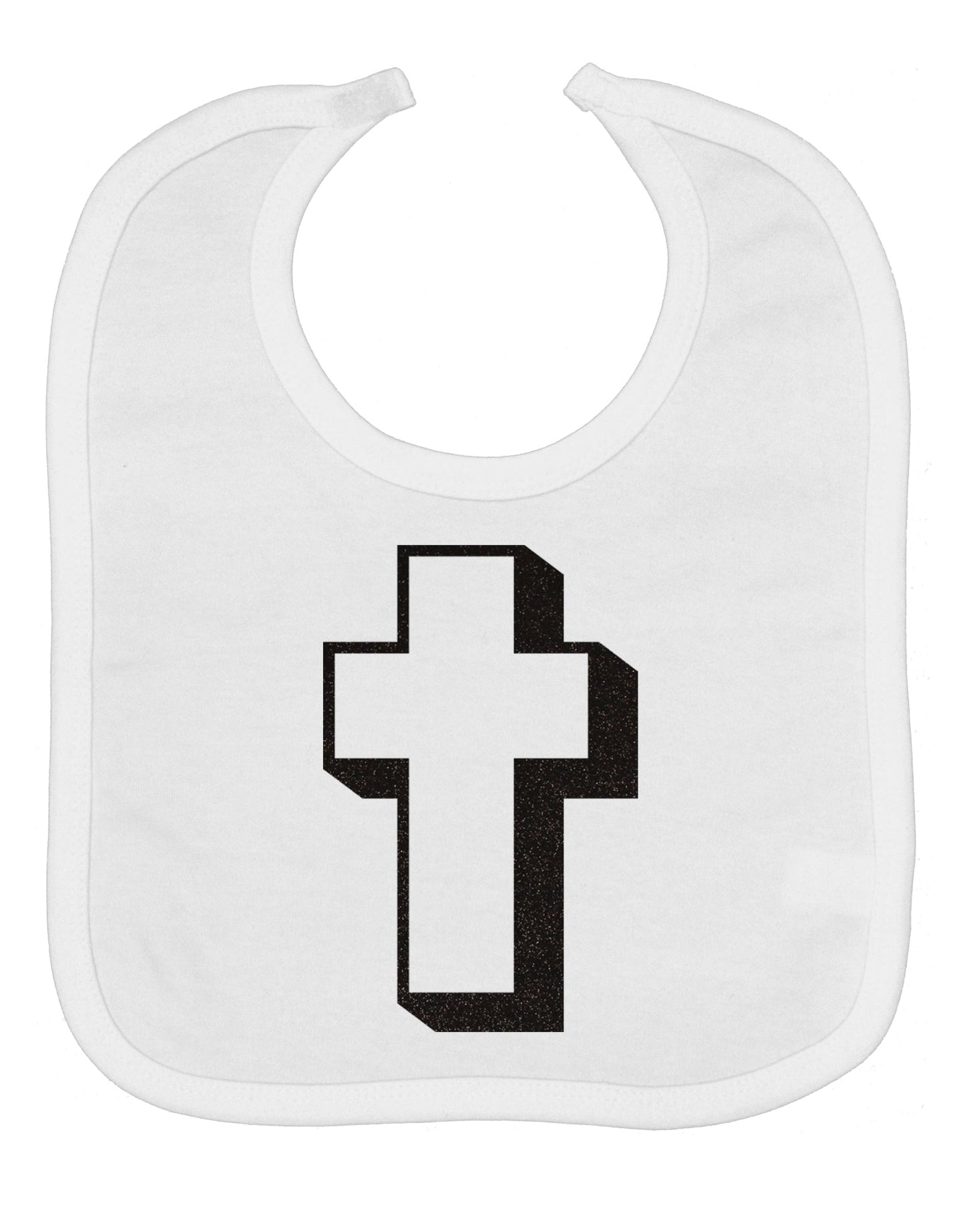 Simple Cross Design Glitter - Black Baby Bib by TooLoud