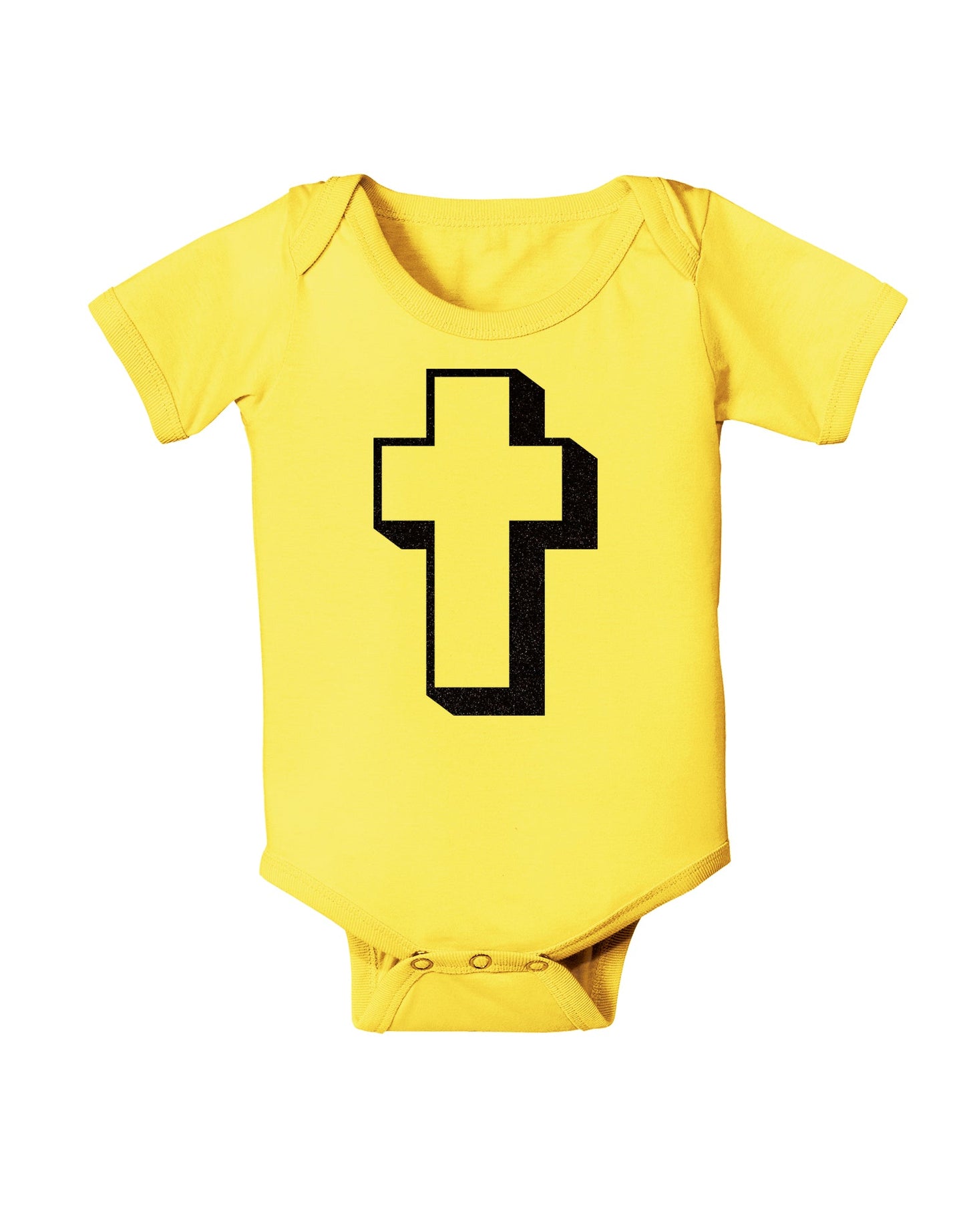 Simple Cross Design Glitter - Black Baby Romper Bodysuit by TooLoud-Baby Romper-TooLoud-Yellow-06-Months-Davson Sales
