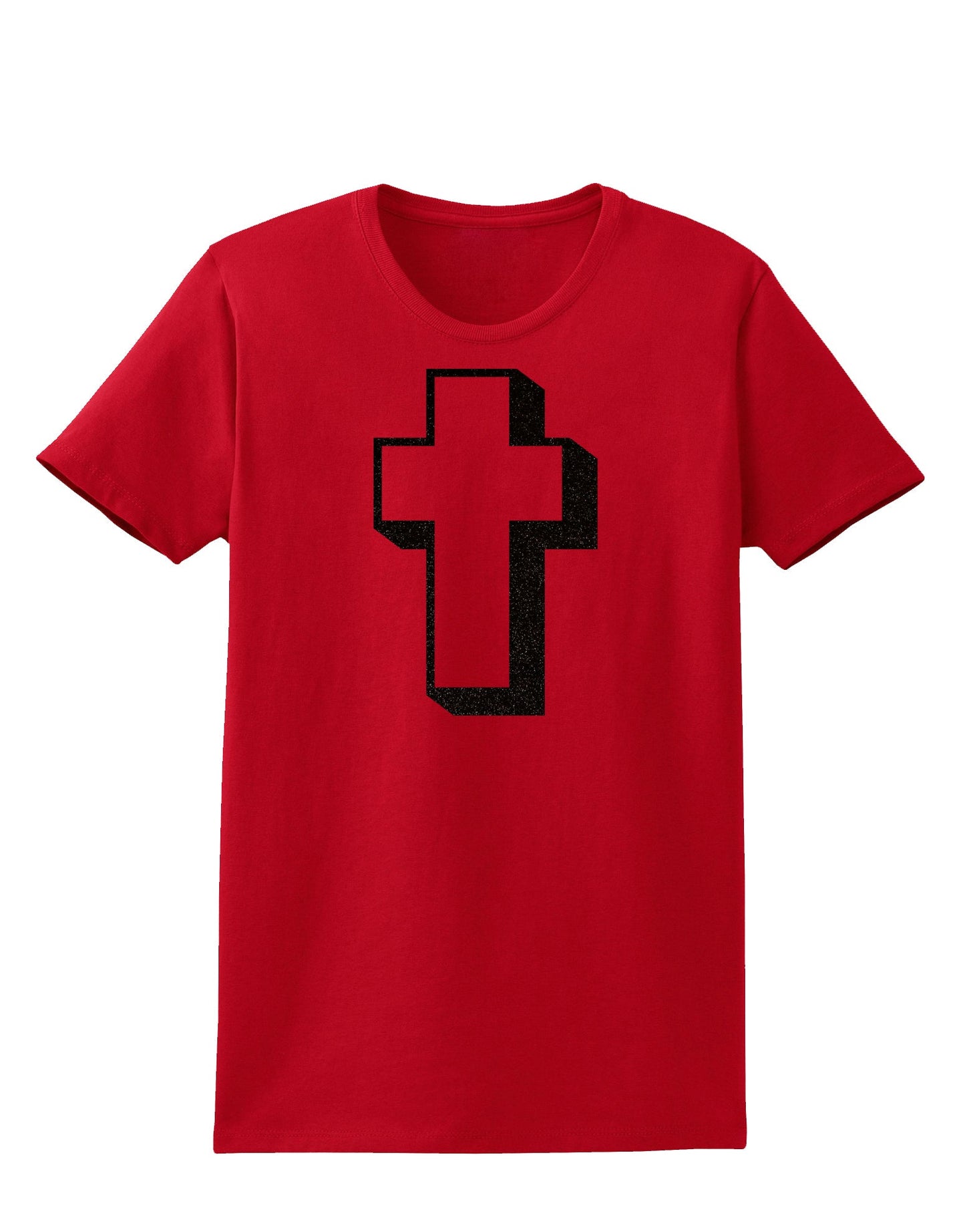 Simple Cross Design Glitter - Black Womens Dark T-Shirt by TooLoud-Womens T-Shirt-TooLoud-Red-X-Small-Davson Sales