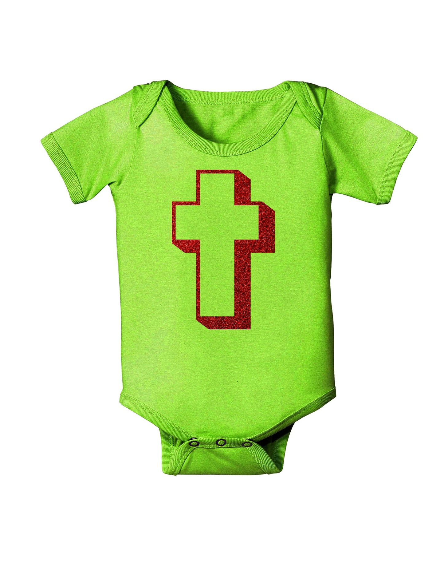 Simple Cross Design Glitter - Red Baby Romper Bodysuit by TooLoud-Baby Romper-TooLoud-Lime-Green-06-Months-Davson Sales