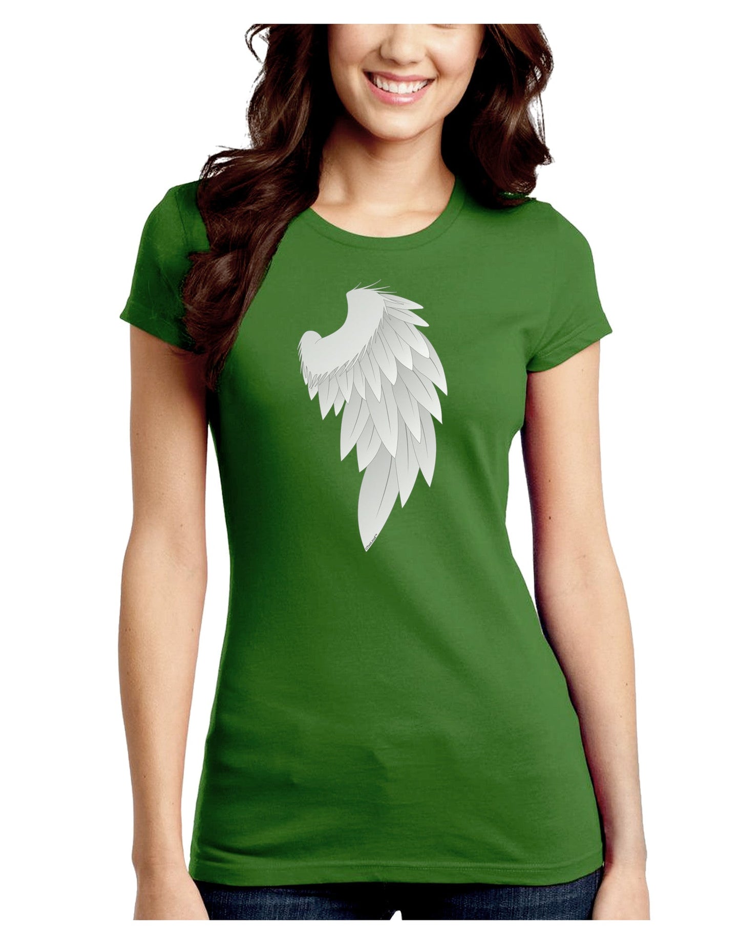 Single Right Angel Wing Design - Couples Juniors Crew Dark T-Shirt-T-Shirts Juniors Tops-TooLoud-Kiwi-Green-Juniors Fitted X-Small-Davson Sales