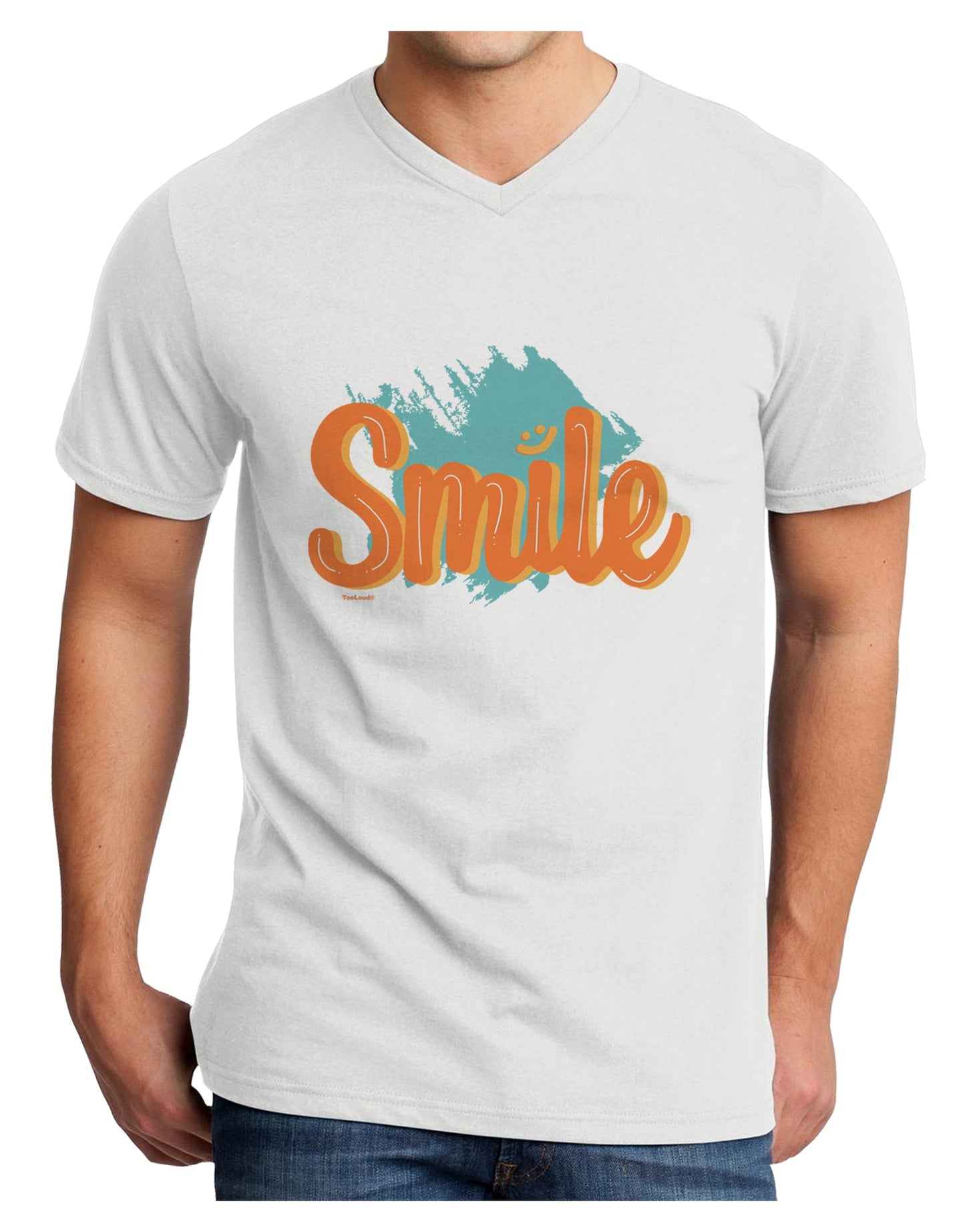 Smile Adult V-Neck T-shirt-Mens T-Shirt-TooLoud-White-Small-Davson Sales