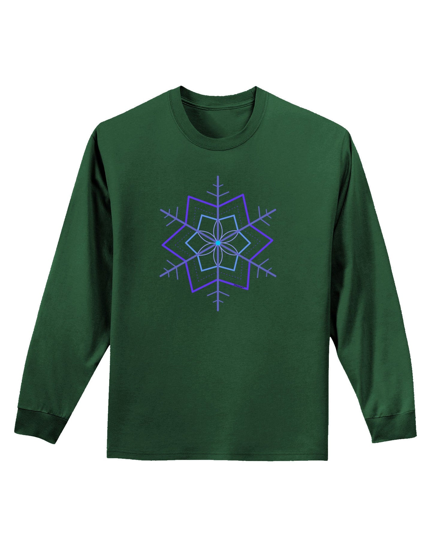 Snowflake Star Christmas Adult Long Sleeve Dark T-Shirt-TooLoud-Dark-Green-Small-Davson Sales