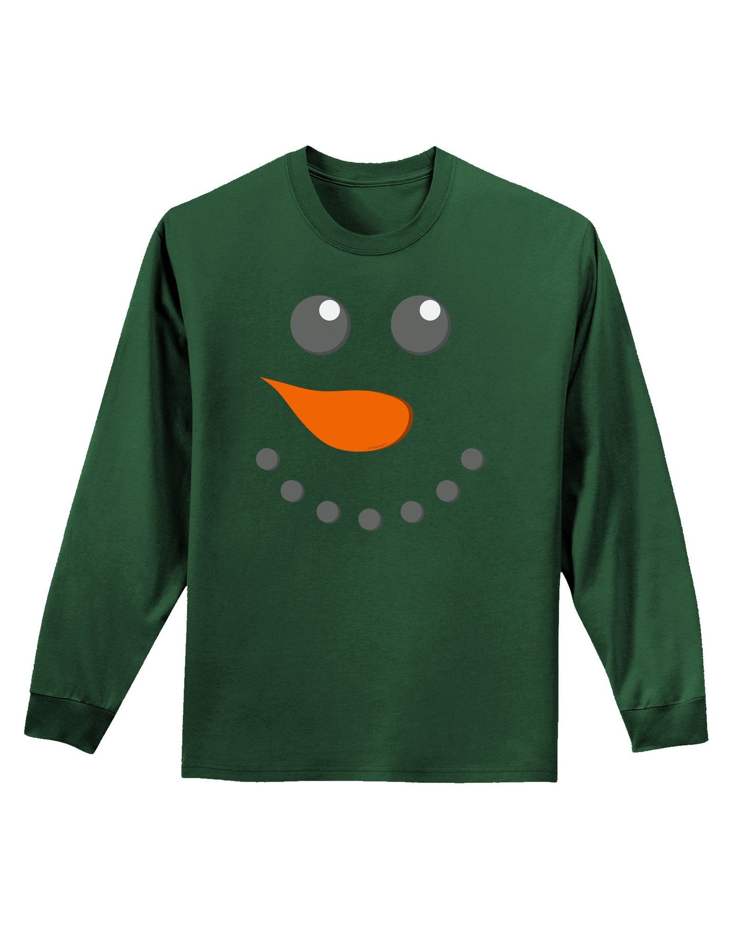 Snowman Face Christmas Adult Long Sleeve Dark T-Shirt-TooLoud-Dark-Green-Small-Davson Sales
