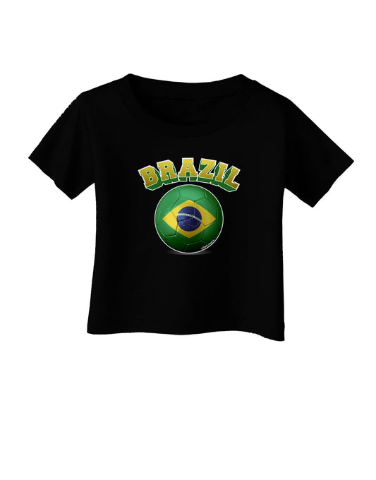 Soccer Ball Flag - Brazil Infant T-Shirt Dark-Infant T-Shirt-TooLoud-Black-06-Months-Davson Sales