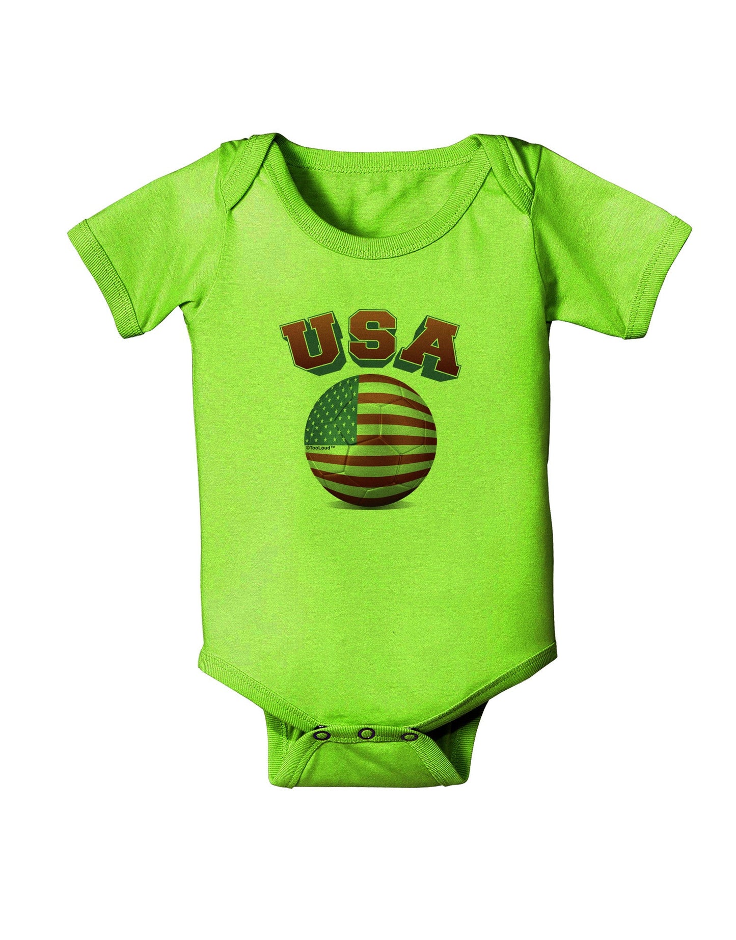 Soccer Ball Flag - USA Baby Romper Bodysuit-Baby Romper-TooLoud-Lime-06-Months-Davson Sales