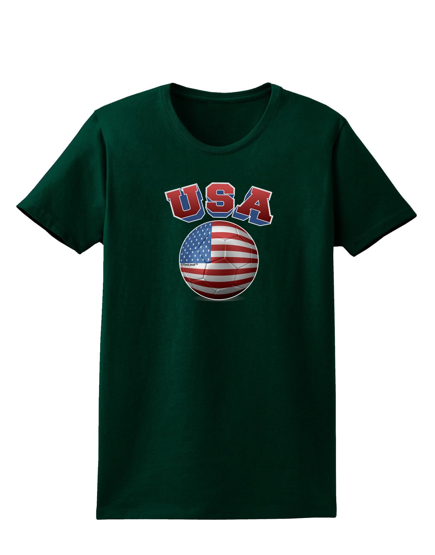 Soccer Ball Flag - USA Womens Dark T-Shirt-TooLoud-Forest-Green-Small-Davson Sales