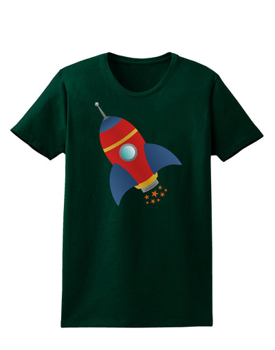 Space Rocket Ship and Stars Womens Dark T-Shirt by TooLoud-Womens T-Shirt-TooLoud-Forest-Green-Small-Davson Sales