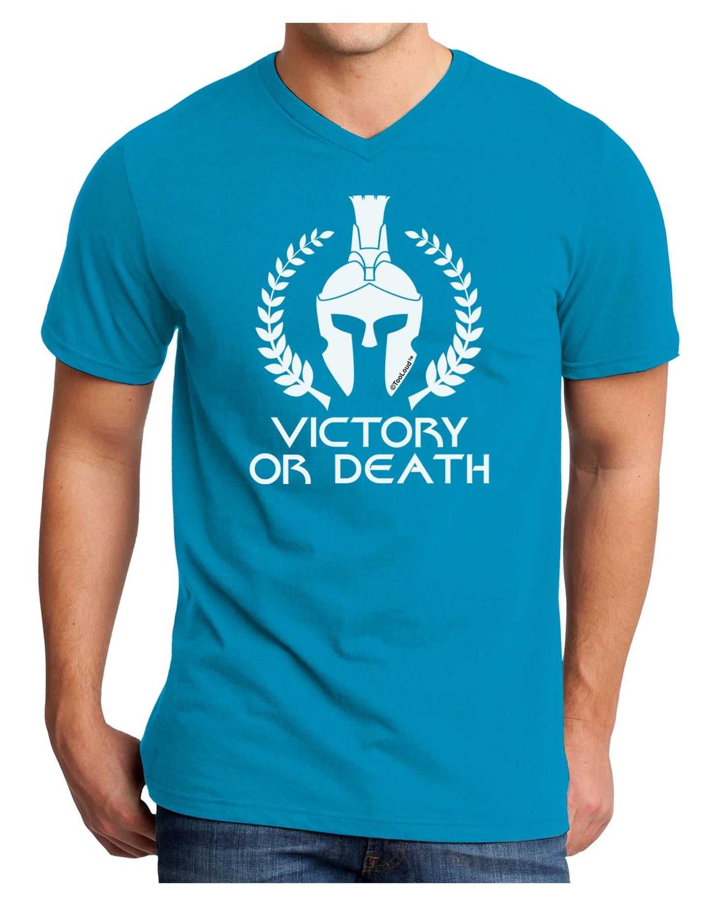 Spartan Victory Or Death Adult Dark V-Neck T-Shirt-Mens V-Neck T-Shirt-TooLoud-Turquoise-Small-Davson Sales