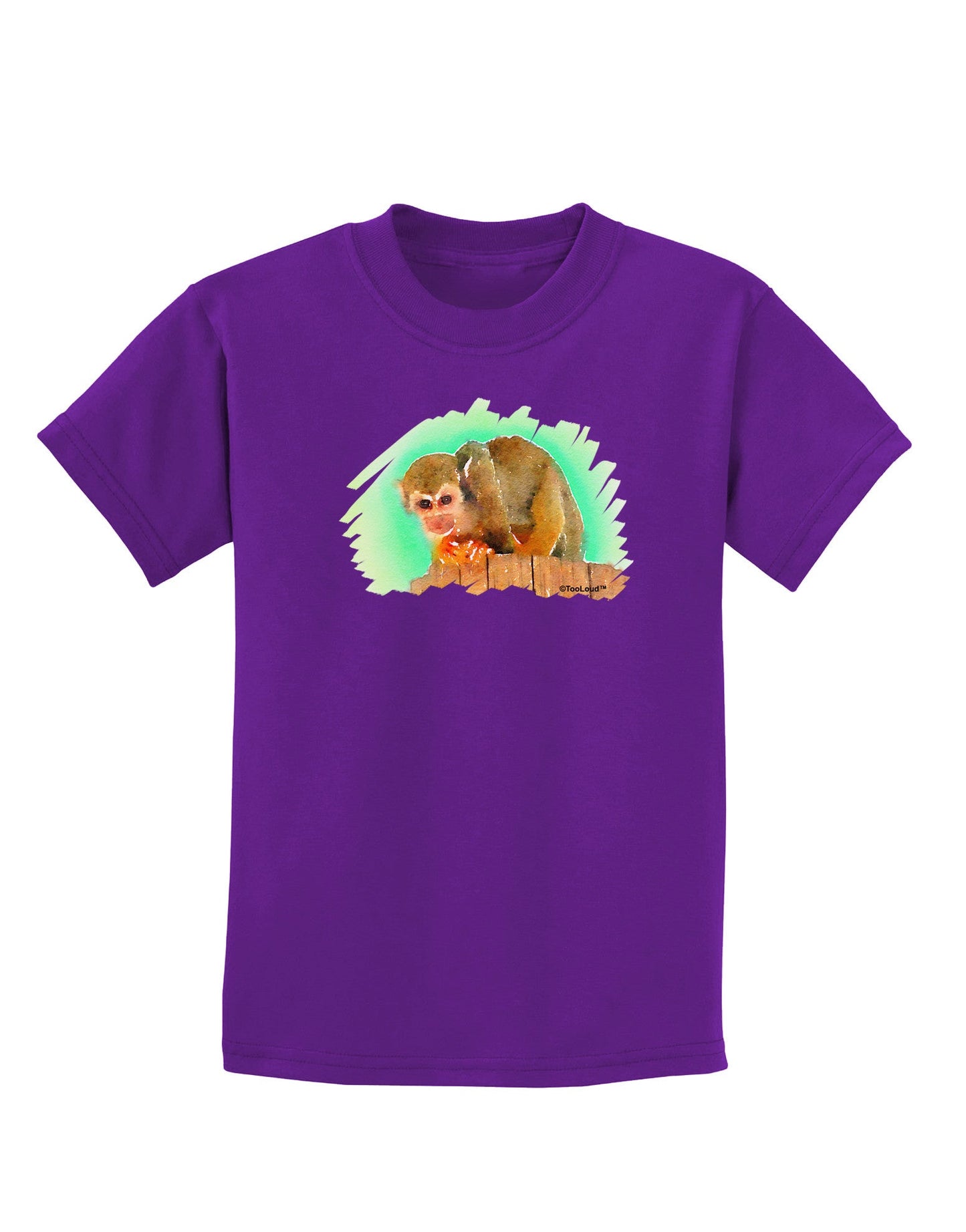Squirrel Monkey Watercolor Childrens Dark T-Shirt-Childrens T-Shirt-TooLoud-Purple-X-Small-Davson Sales