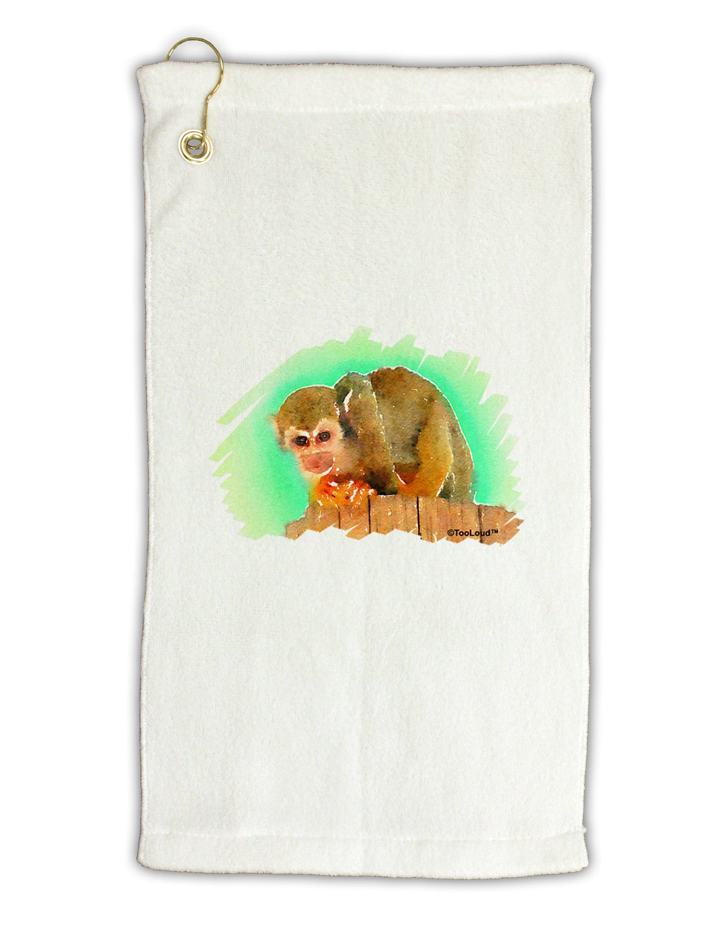 Squirrel Monkey Watercolor Micro Terry Gromet Golf Towel 11"x19-Golf Towel-TooLoud-White-Davson Sales