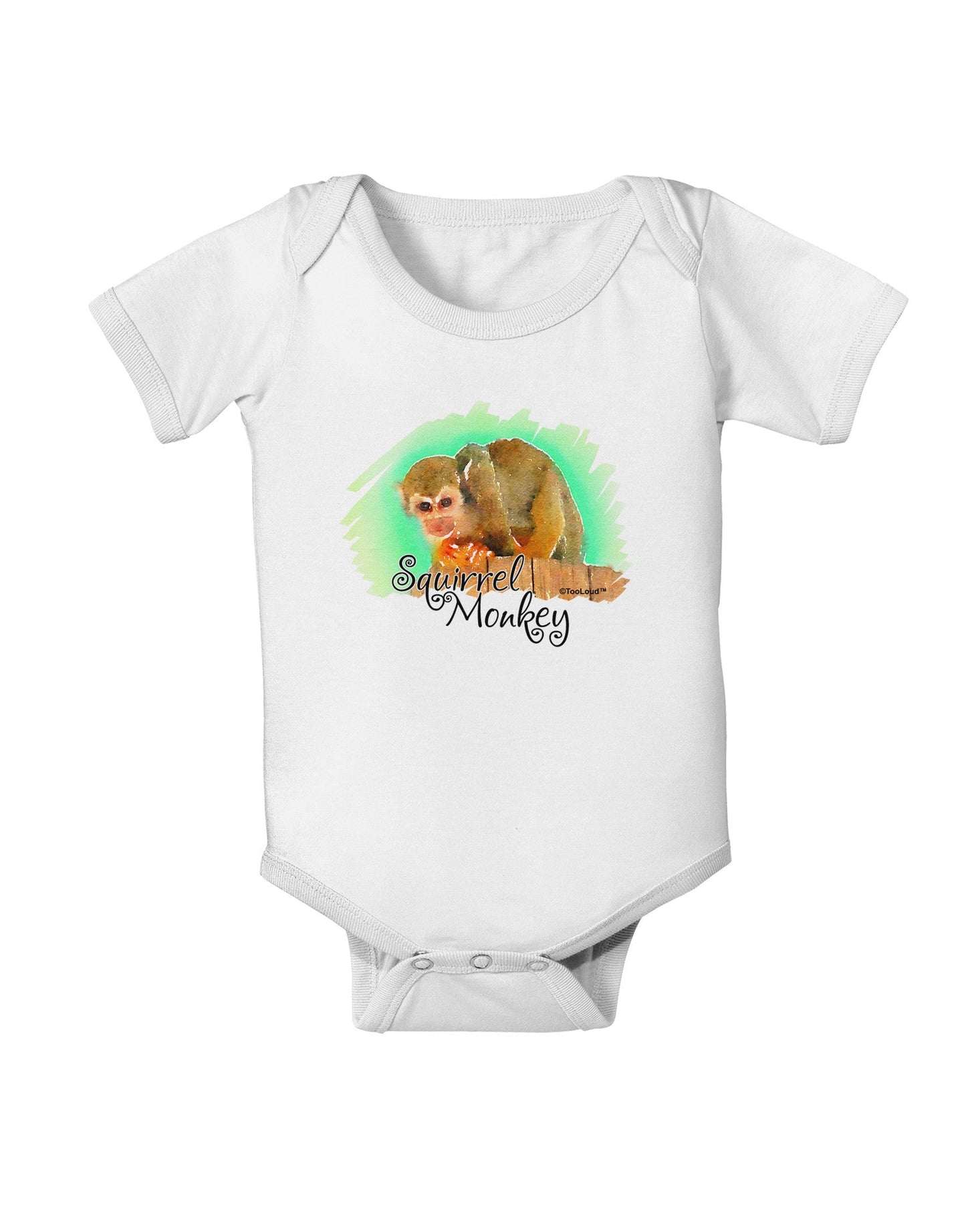 Squirrel Monkey Watercolor Text Baby Romper Bodysuit-Baby Romper-TooLoud-White-06-Months-Davson Sales