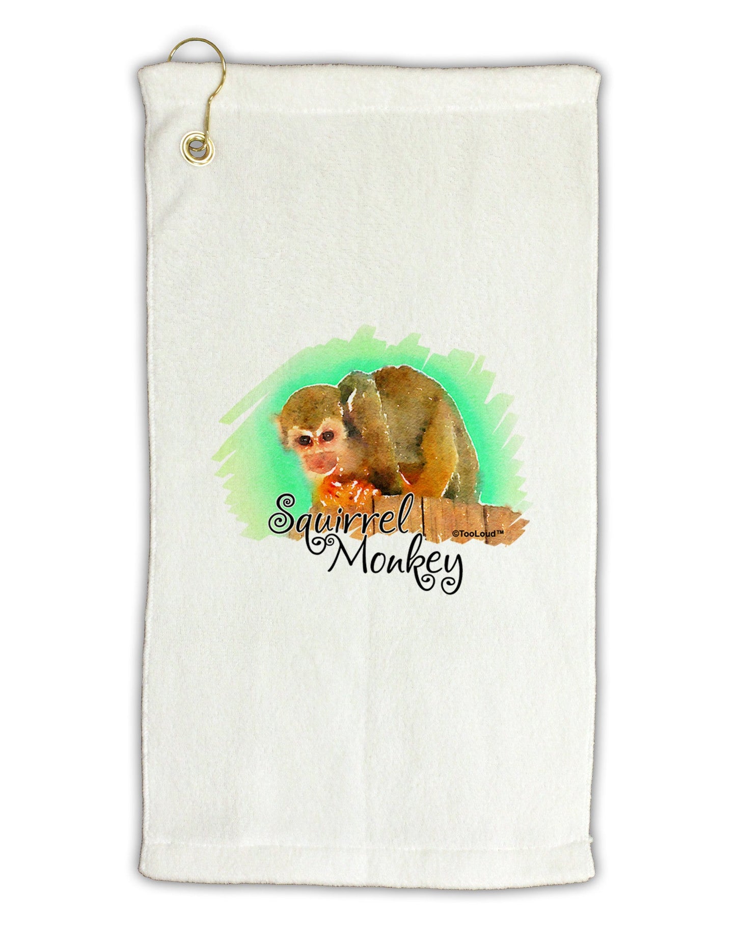 Squirrel Monkey Watercolor Text Micro Terry Gromet Golf Towel 11"x19-Golf Towel-TooLoud-White-Davson Sales