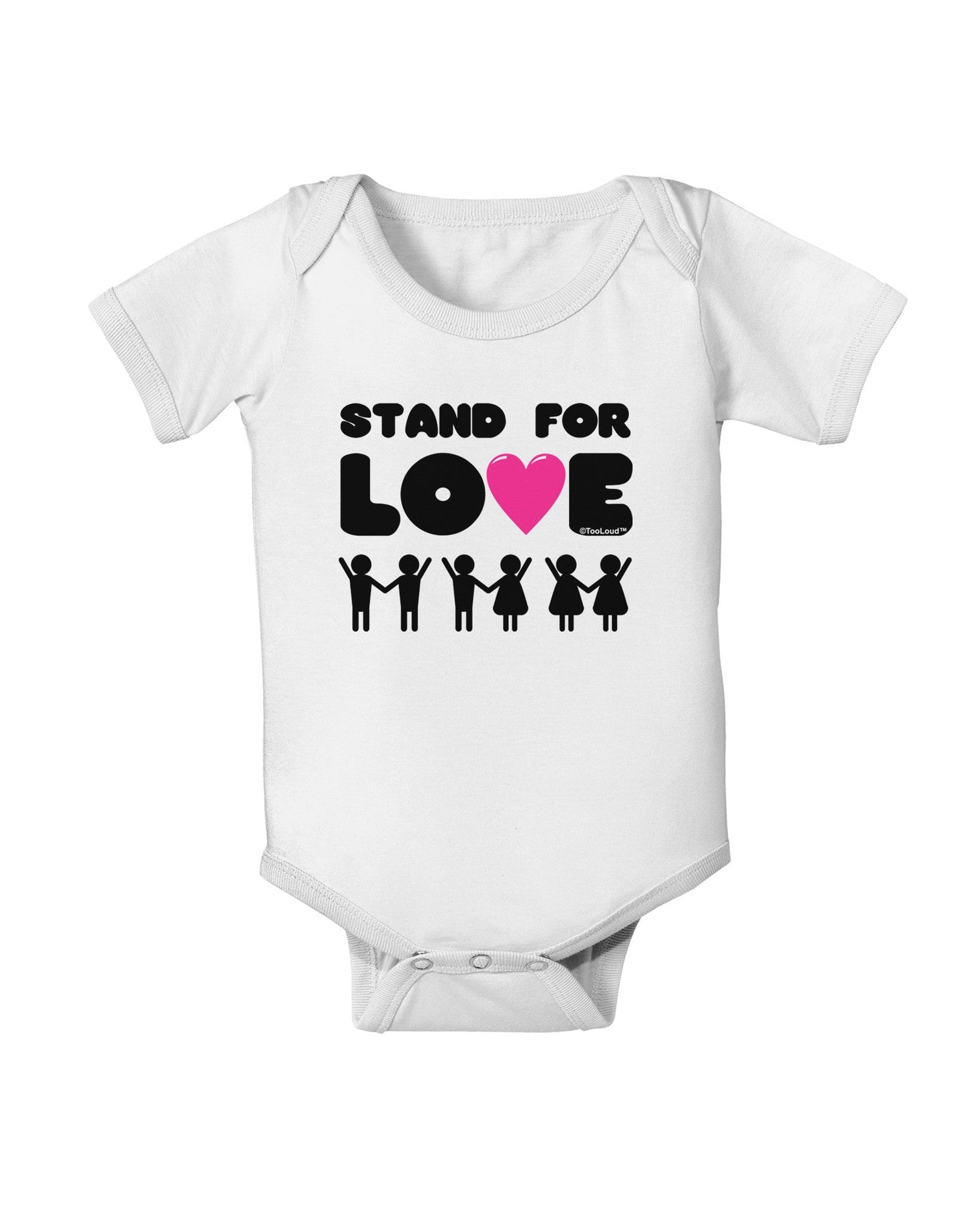Stand For Love Pink Heart Baby Romper Bodysuit-Baby Romper-TooLoud-White-06-Months-Davson Sales