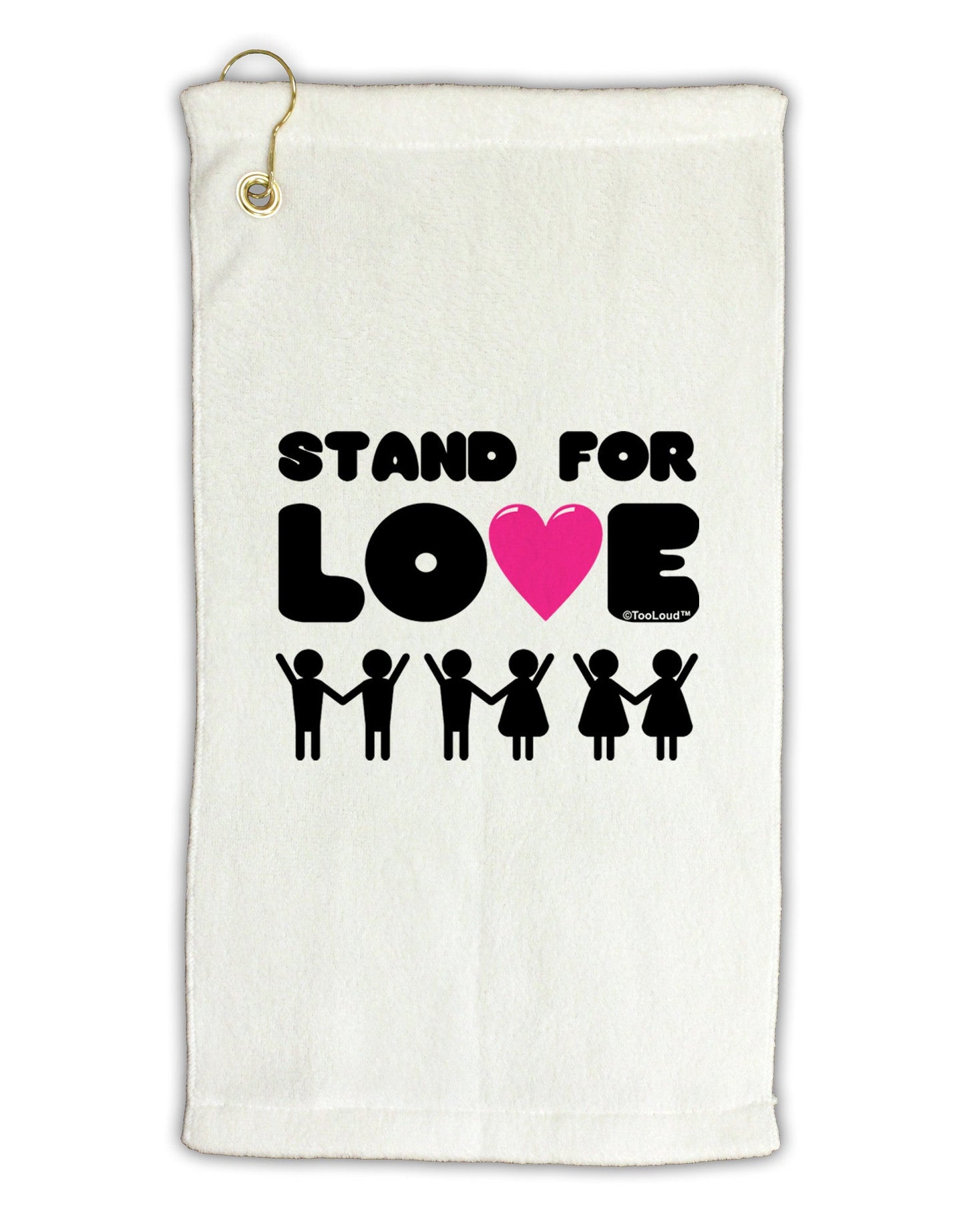 Stand For Love Pink Heart Micro Terry Gromet Golf Towel 11"x19-Golf Towel-TooLoud-White-Davson Sales