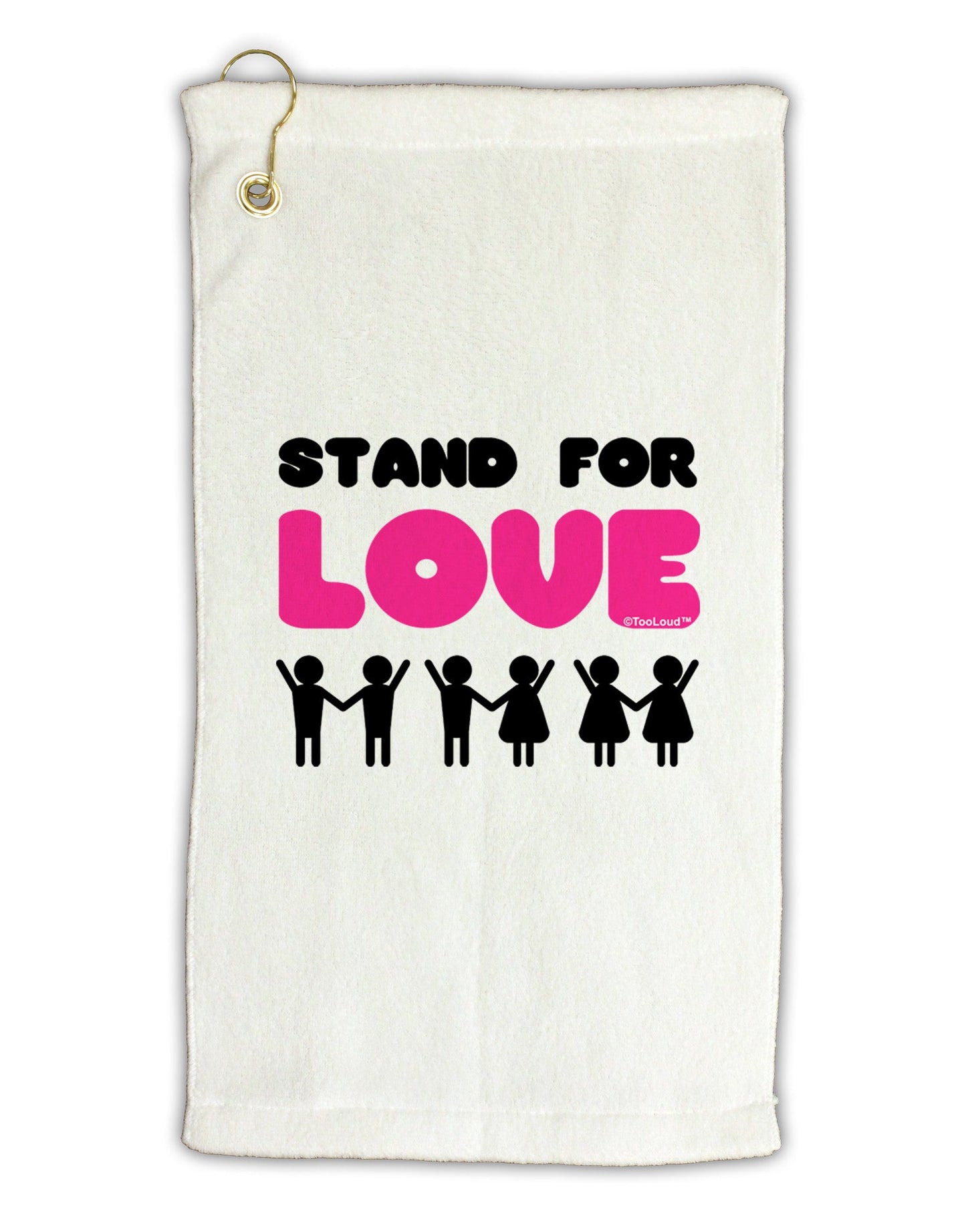 Stand For Love Pink Micro Terry Gromet Golf Towel 11"x19-Golf Towel-TooLoud-White-Davson Sales